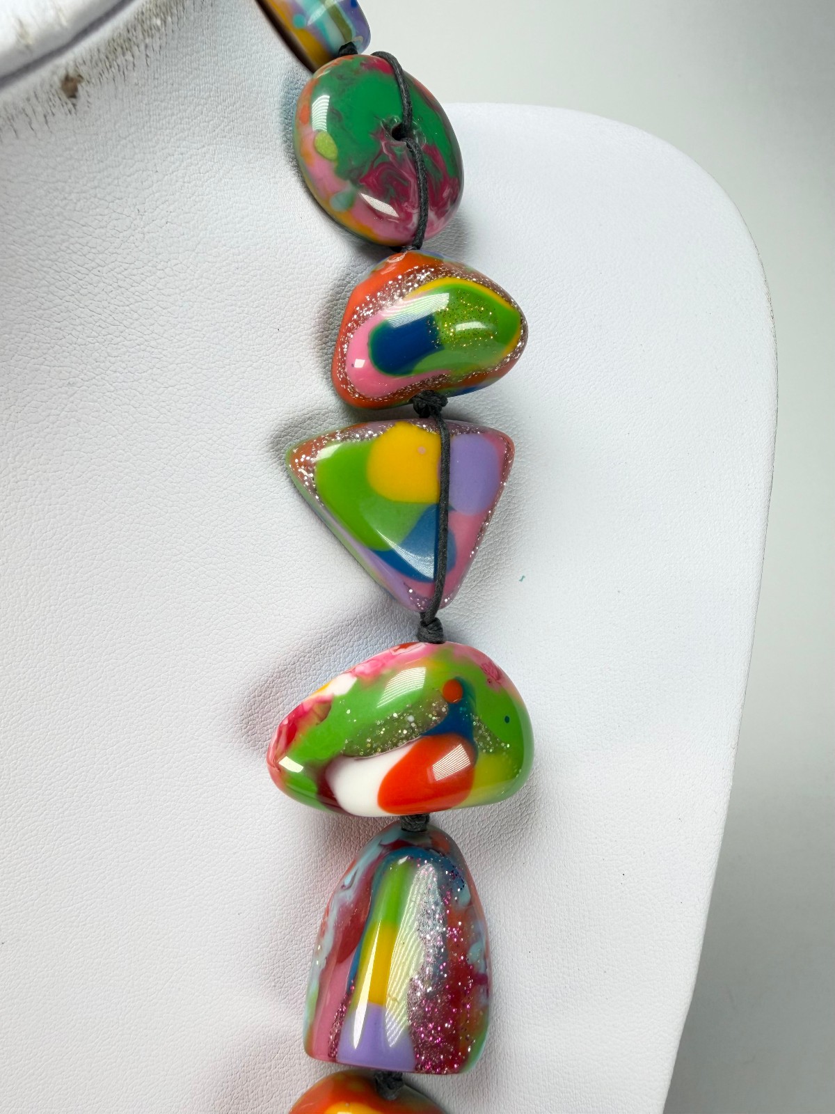Jackie Brazil “Indiana” Kandinsky Multi-Bead Medium Resin 70cm Necklace (N0033)