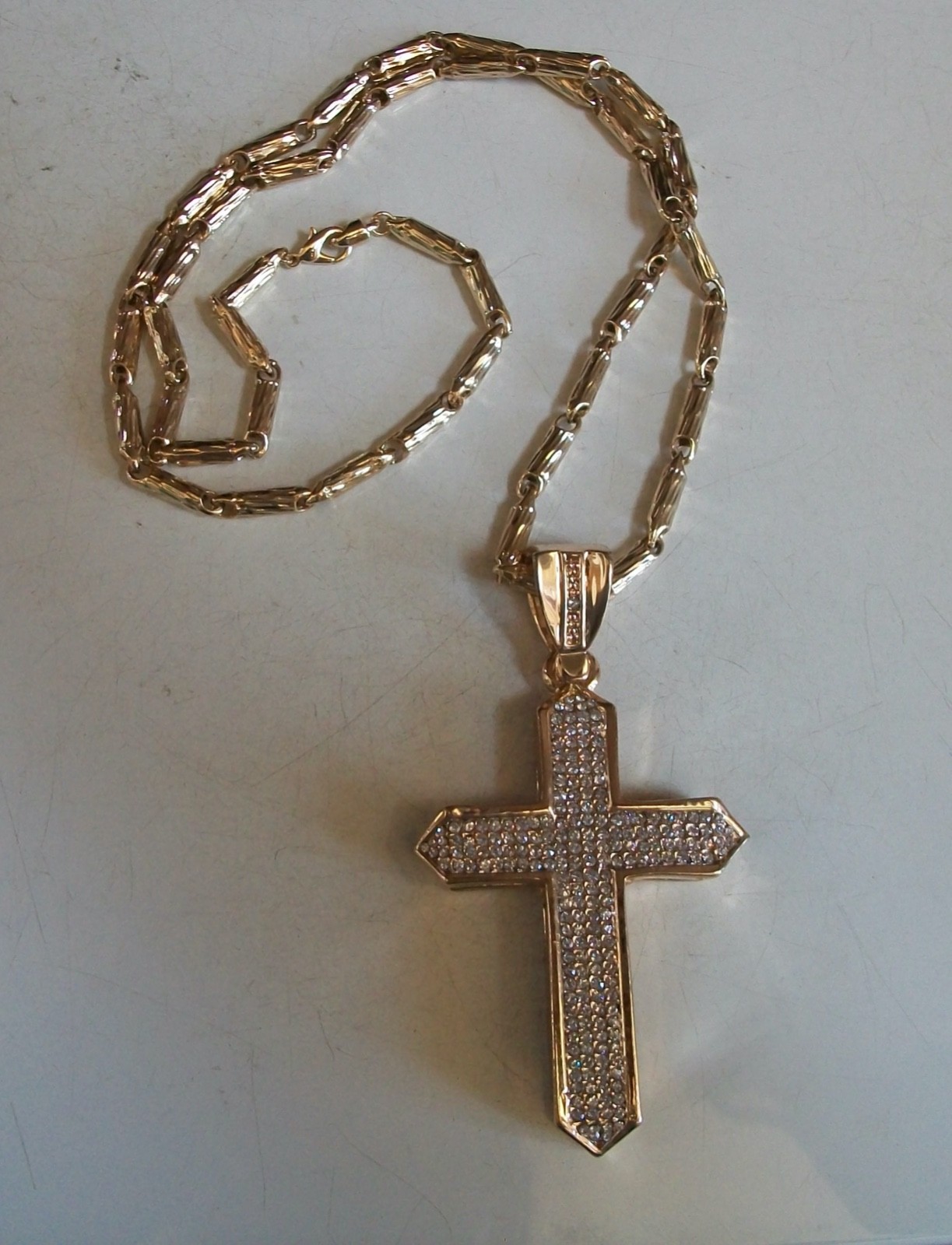 MEN’S GOLD FINISH CROSS FASHION DRESSY HIP HOP CHAIN & CHARM JEWELRY