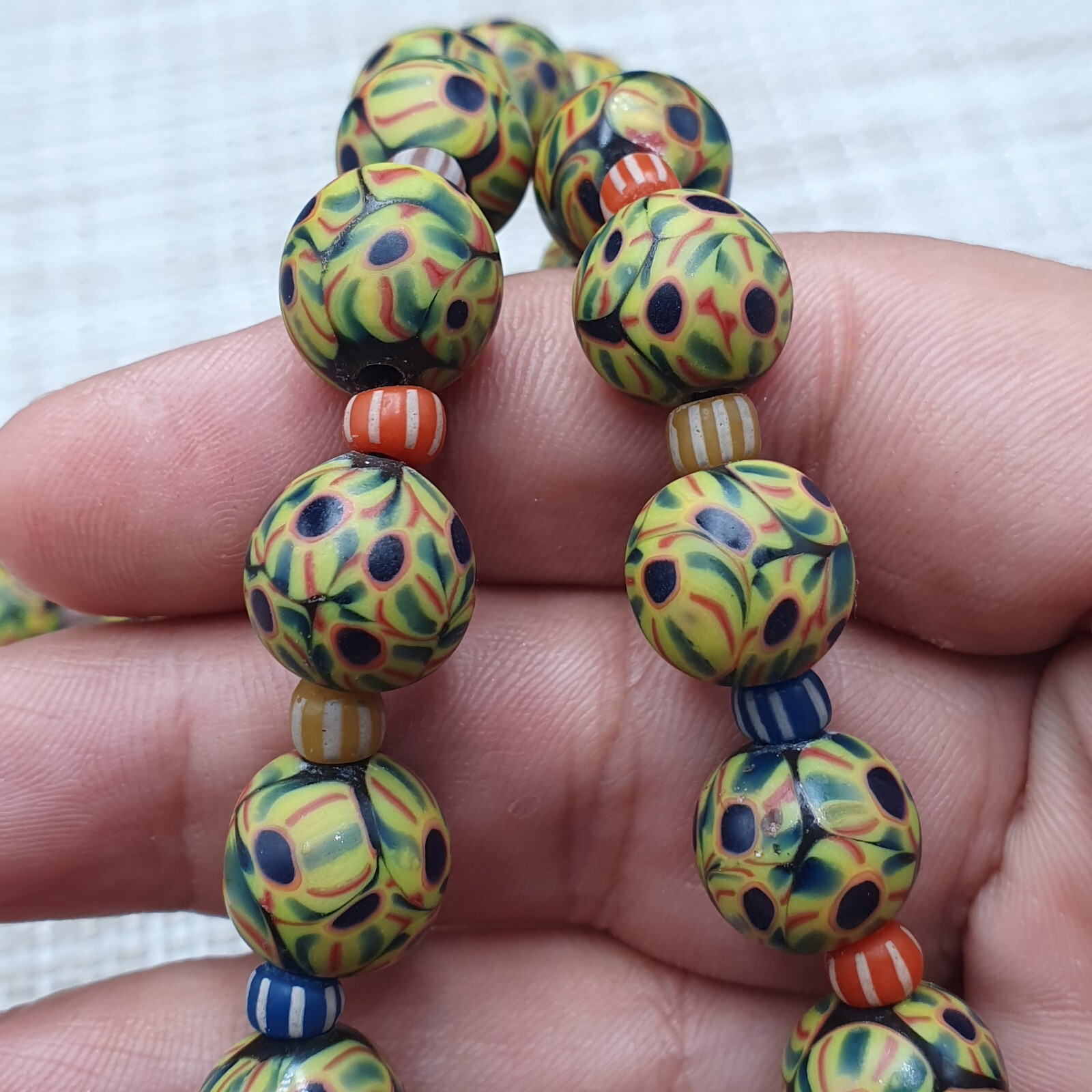 Stunning Vintage Venetian Style Eyes Glass With Old Face Glass Pendant Necklace