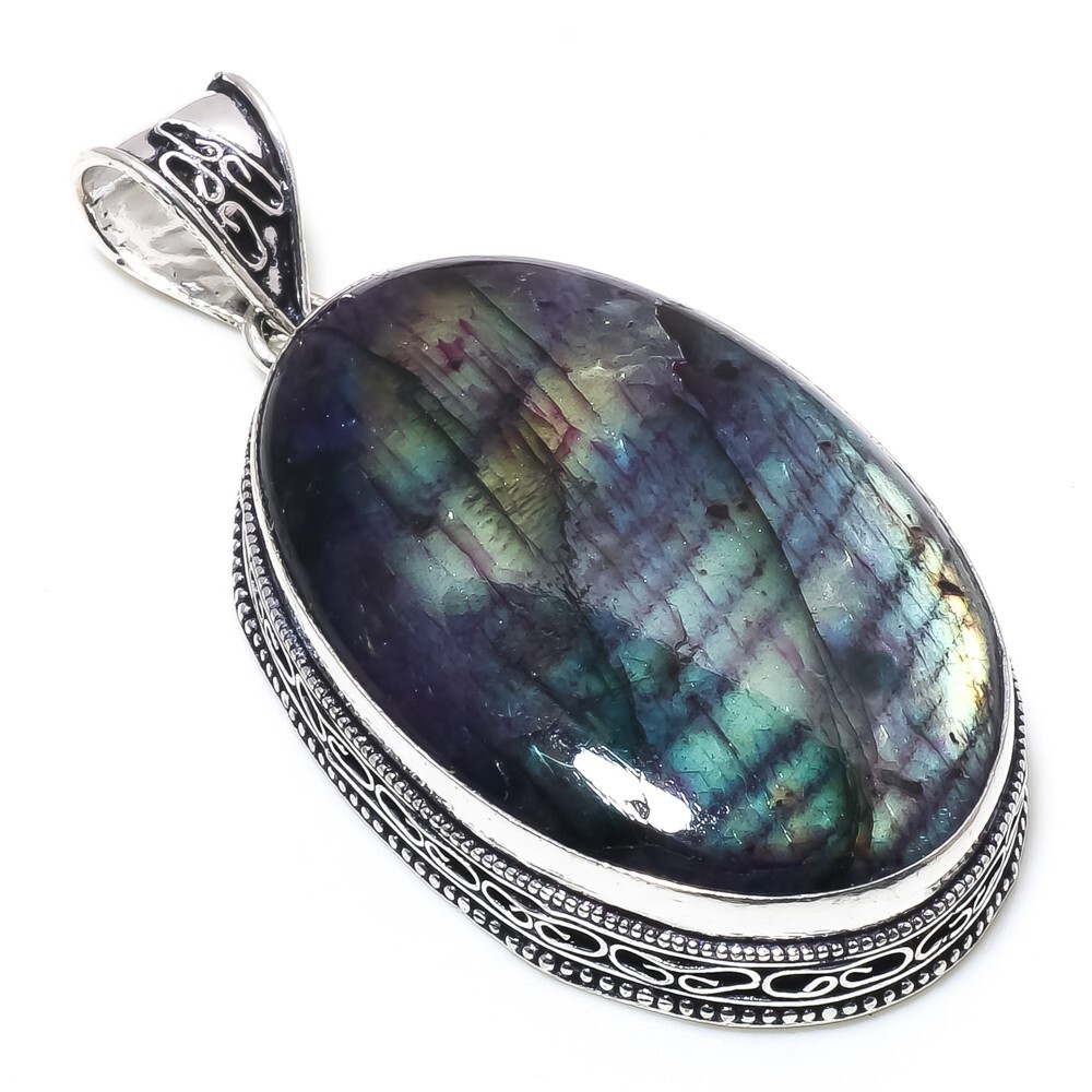 Labradorite Oval Shape Gemstone Handmade Pendant Jewelry Pendant Size 2.7 Inches