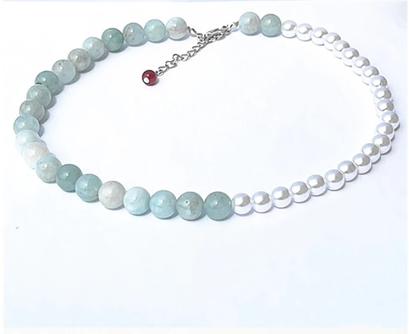 BTS Jungkook Half & Half Agate & Pearl Necklace Unisex Adult Teenagers