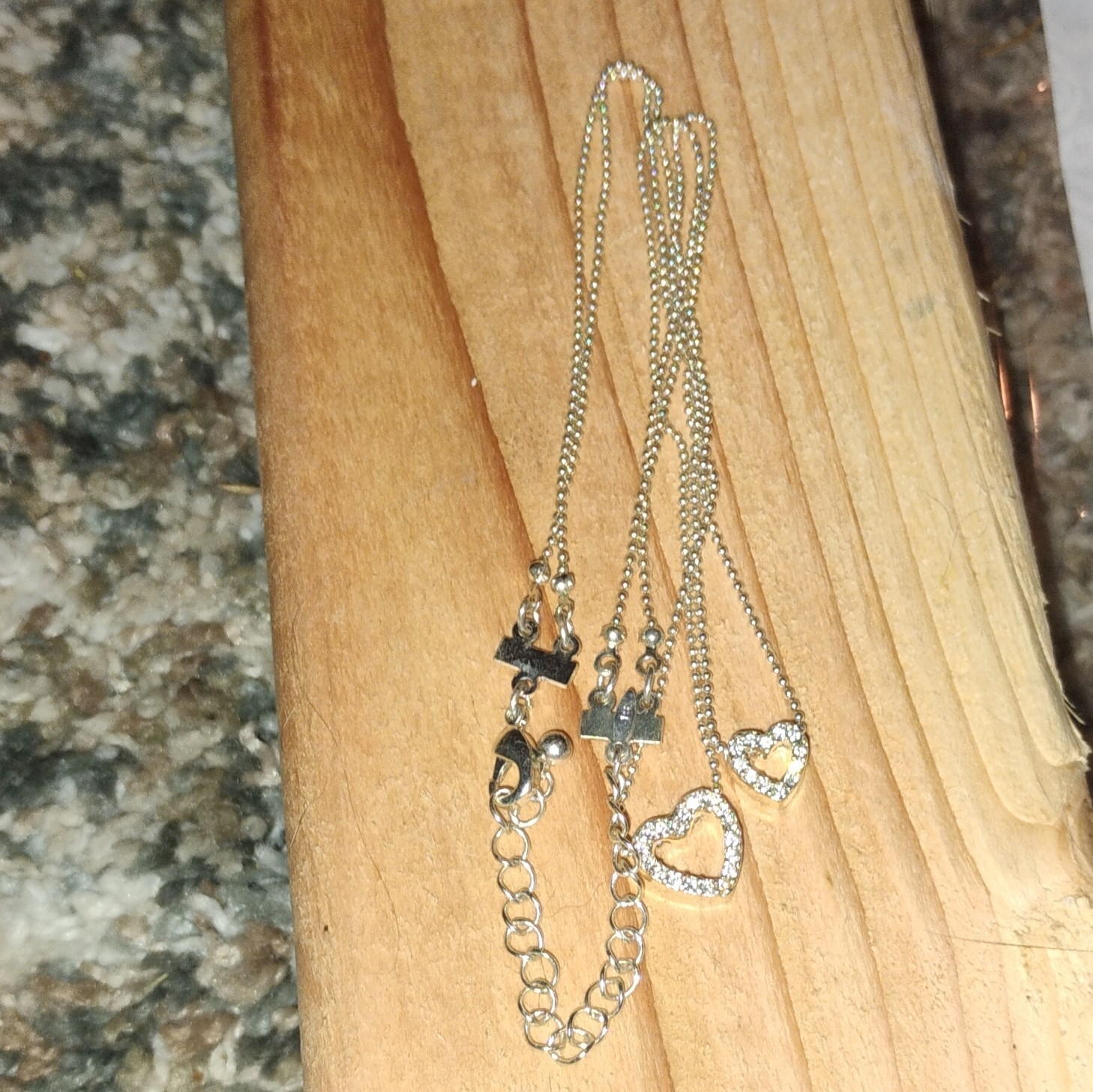 Sparkle Allure Silver Plated Double Heart Pendant Necklace Adjustable Chain