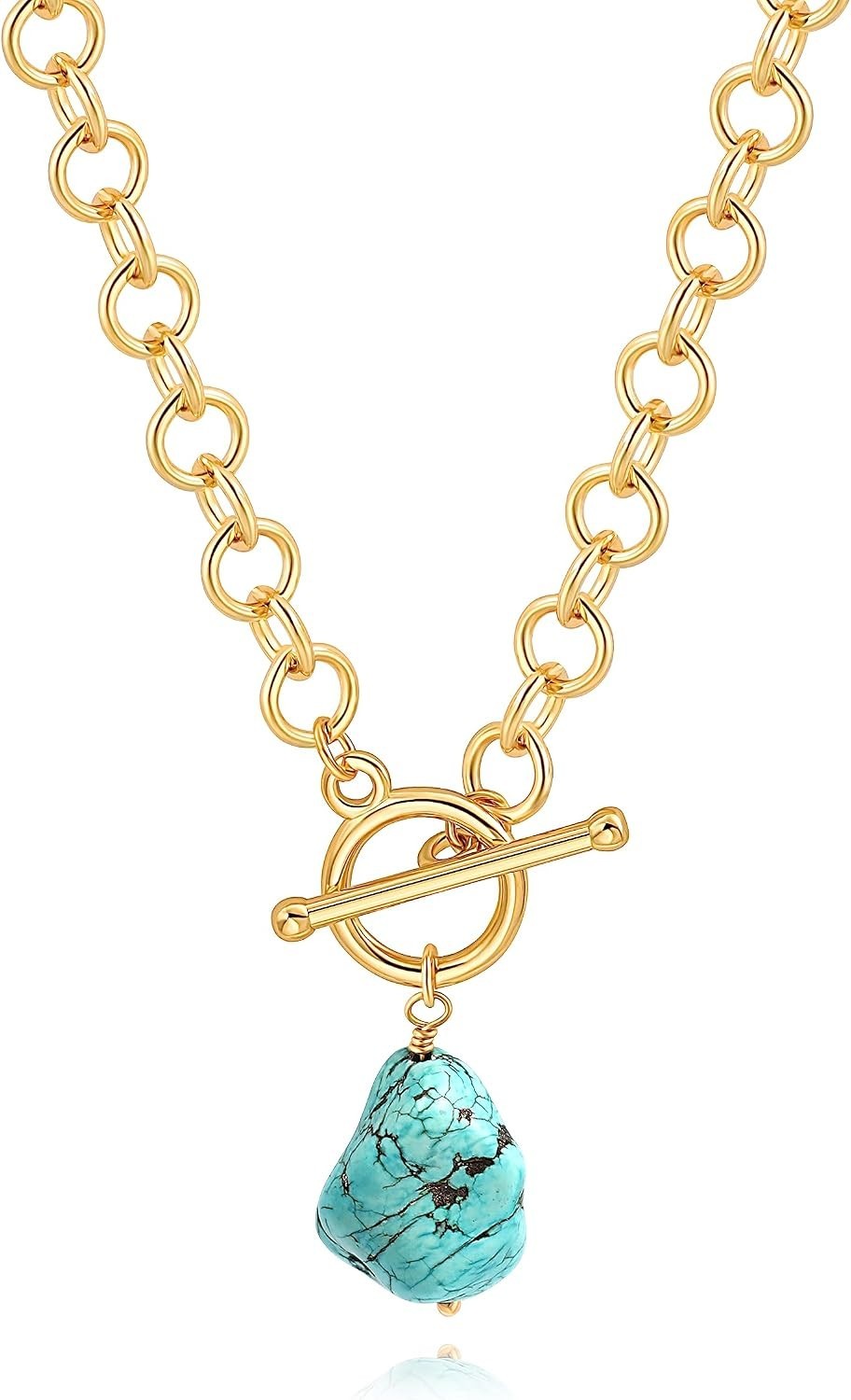 Unique Irregular Turquoise Pendant Necklace in 18k Gold for Every Occasion