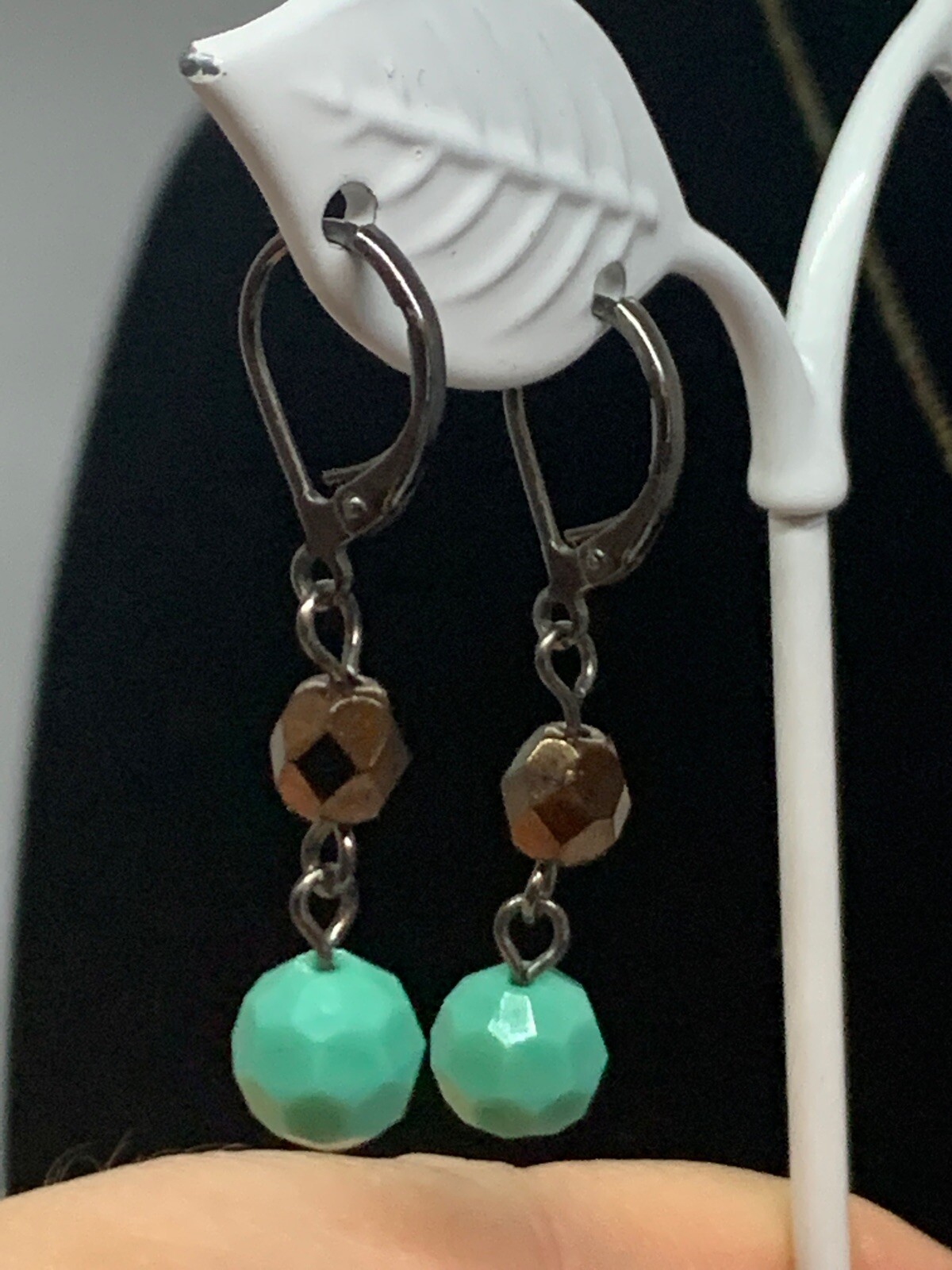 Jasper & Glass Bead Necklace Earrings Set Nickel Lead Free Made In USA Southwest