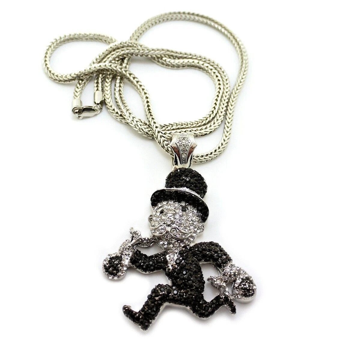 2CT Round Cut Simulated Diamond Monopoly Pendant 925 Silver Yellow Gold Finish