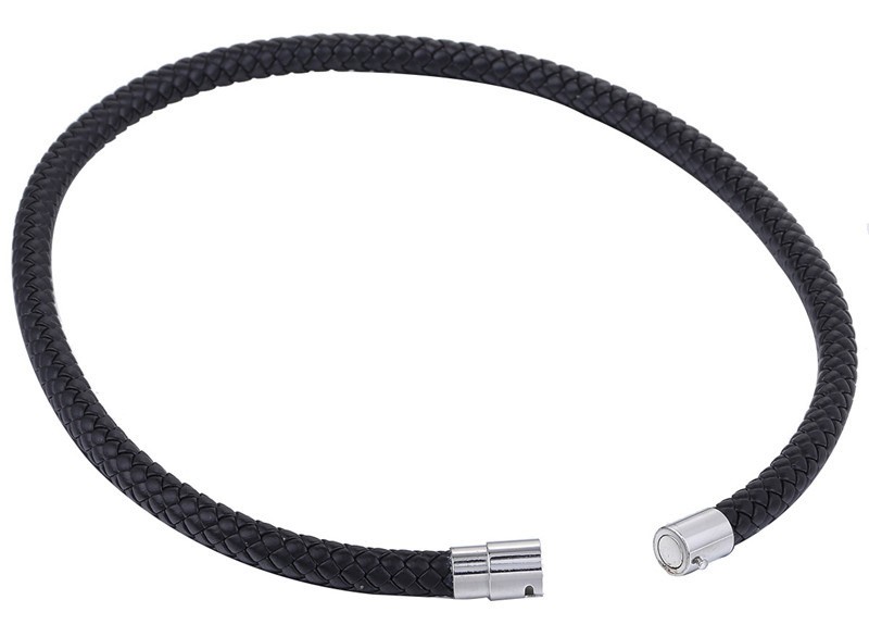 Hand-Woven Faux Leather Rope Bare Chain, Metal Push Lock, 45-90cm