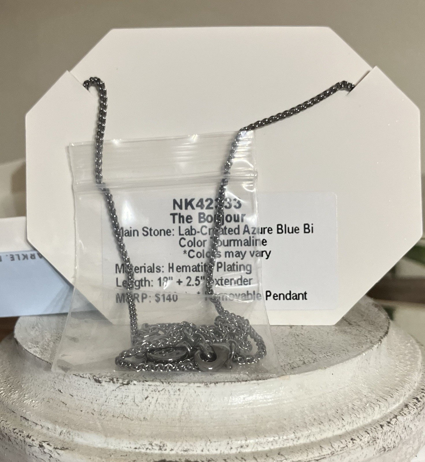 Bomb Party “The Bonjour” Azure Blue Bi Color Tourmaline OG Necklace Hema NK42333