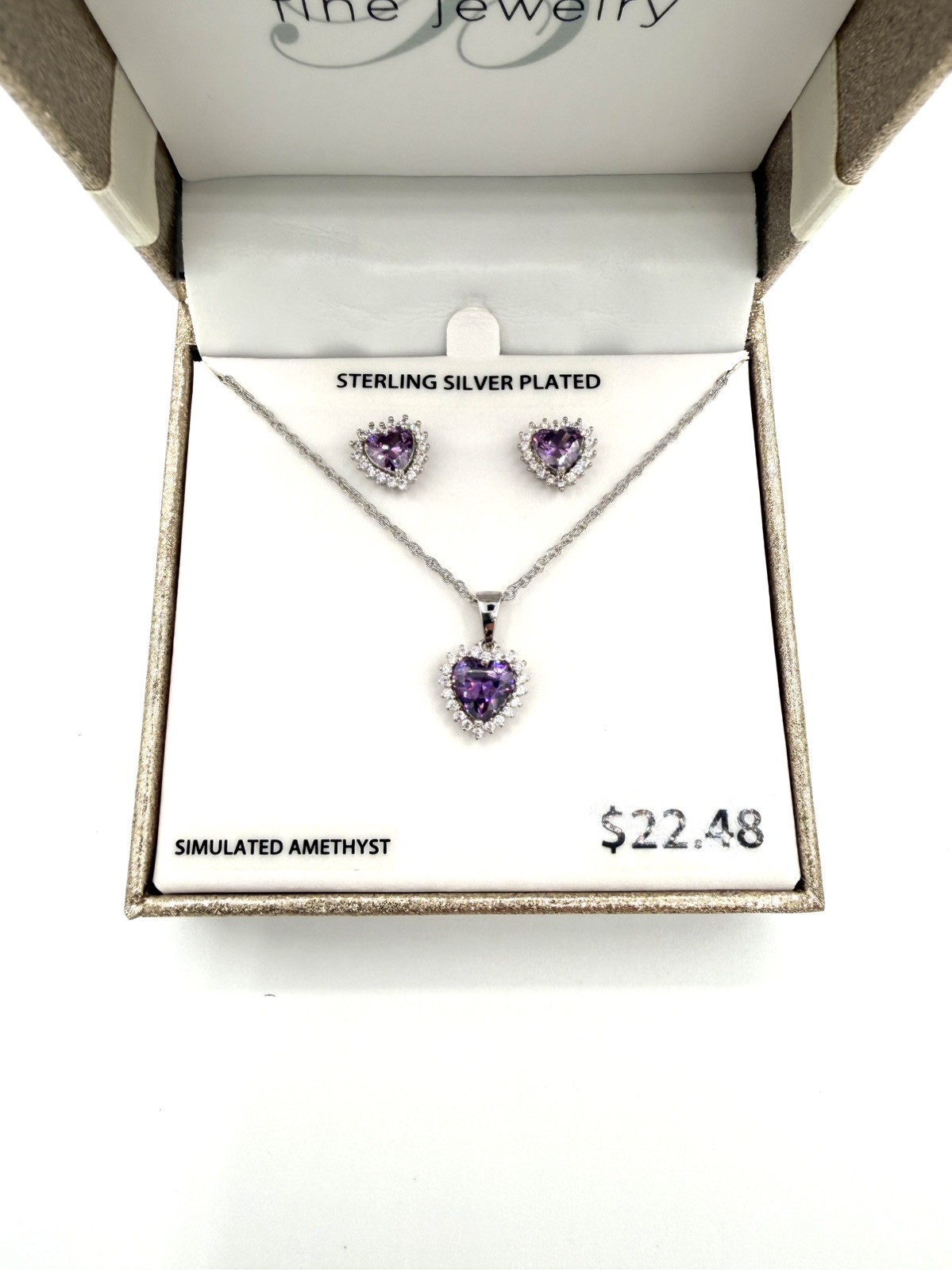 Brilliance Fine Jewelry Simulated Amethyst Silver Plated – Necklace & Earrings