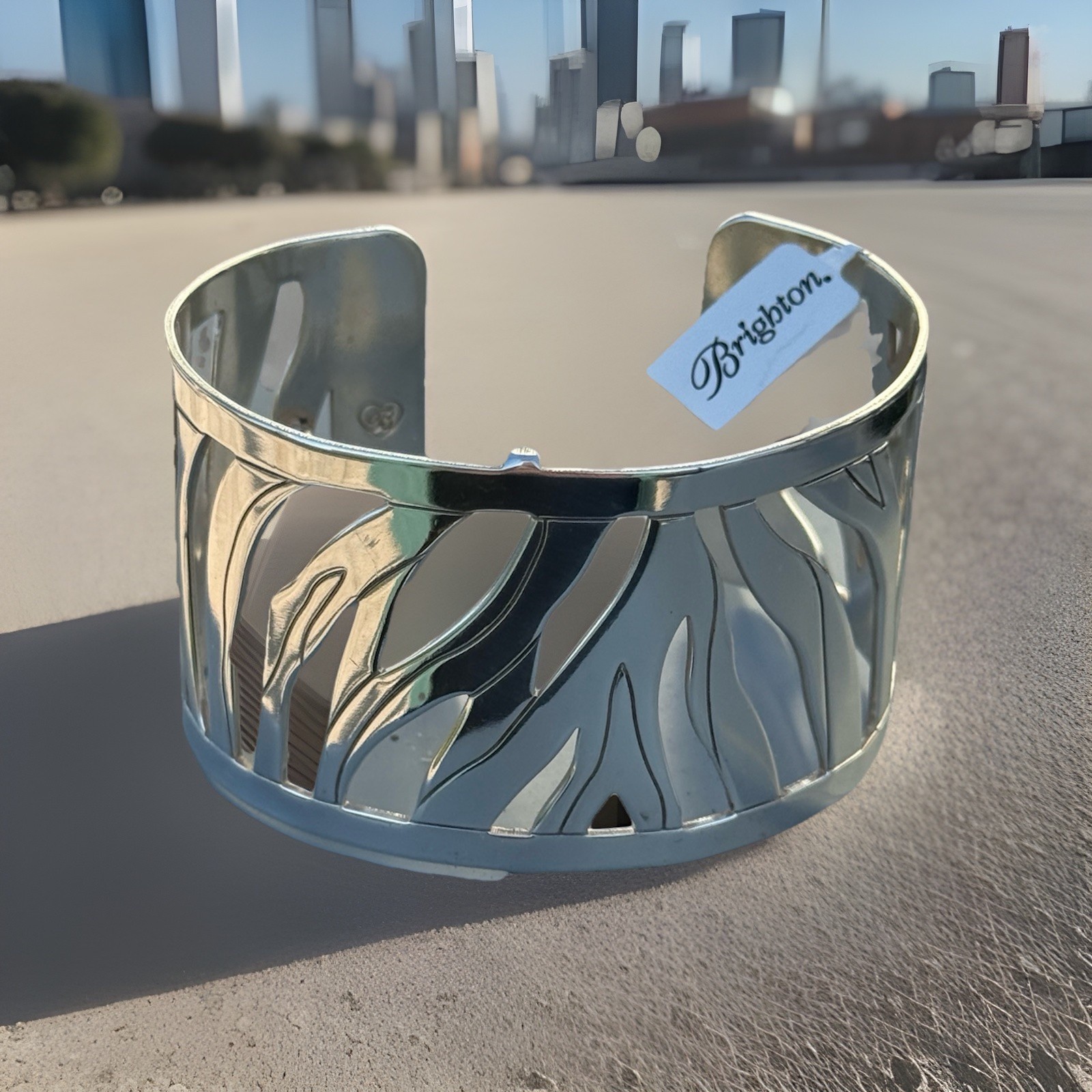 Brighton Bracelet Christo Johannesburg Wide Cuff With Leather Insert NWT