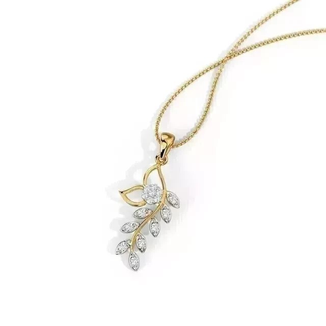 925 Sterling Silver Round Cut Simulated Diamond Pendant 14K Yellow Gold Plated