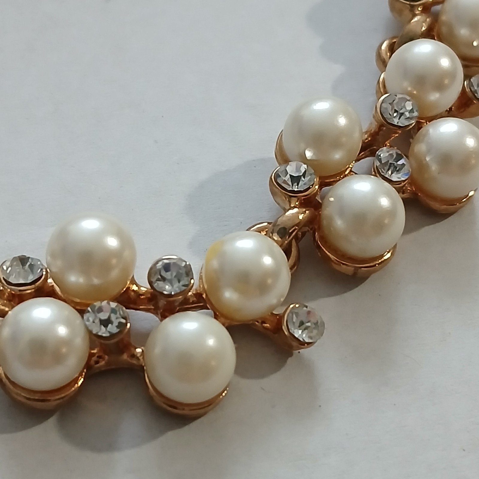 Betsey Johnson Faux Pearl and Rhinestone Cluster Collar Necklace Coquette…