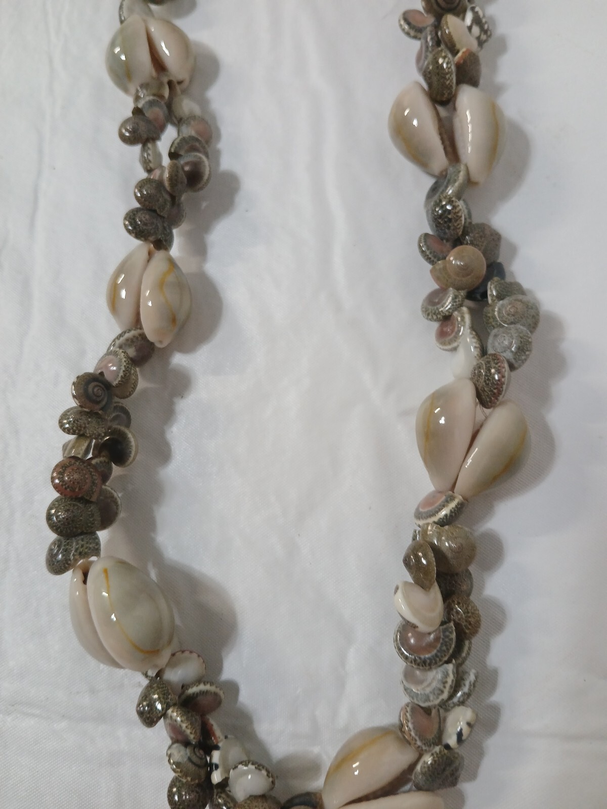 Long Mixed Natural Sea Shell Nautical Ocean Necklace 16” Multi-colored Various