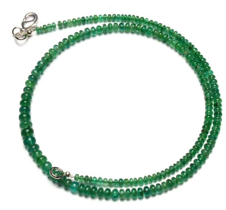 Natural Russian Emerald Smooth Rondelle Gemstone 4-6mm Bead Necklace 24″ Gift