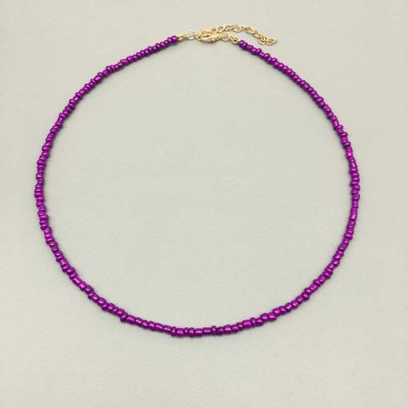 Women Necklace Seed Beads Strand String Beaded Short Jewelry 16 Inches Chokers