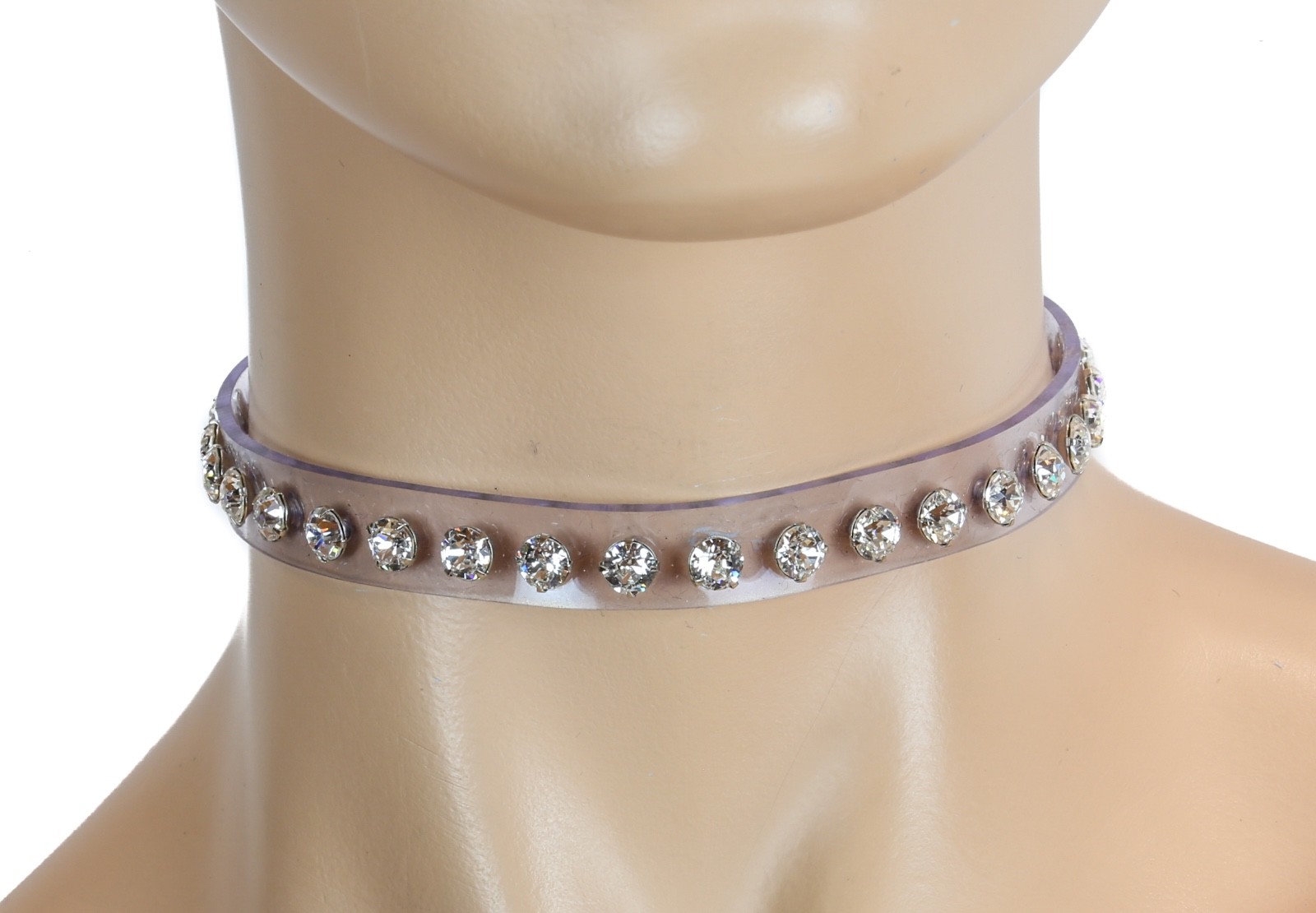 Rhinestone Choker Clear PVC Rhinestone Choker Punk Gothic Fetish Choker