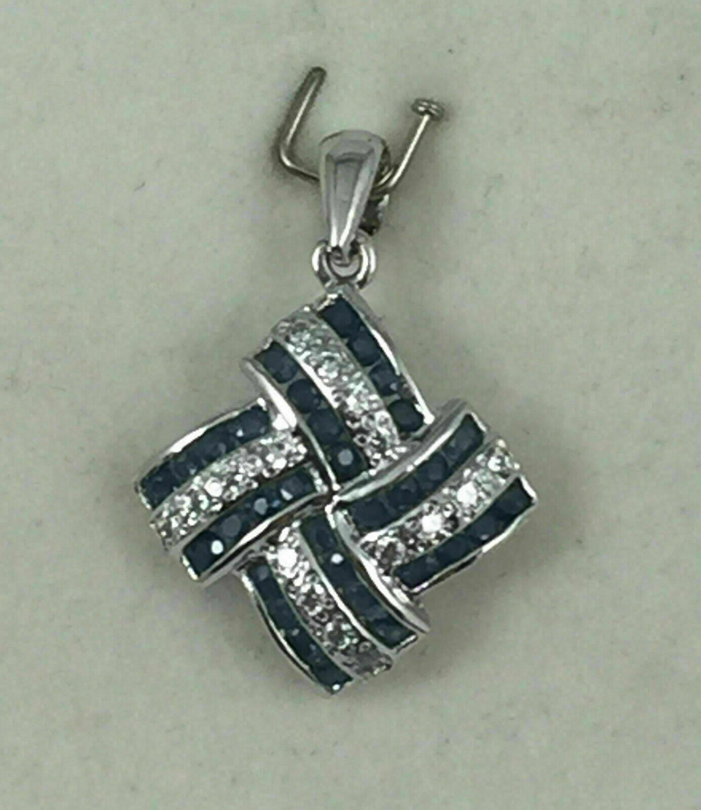 3.00 Ct Round Cut Simulated Blue Sapphire Cluster Pendant 14K White Gold Plated