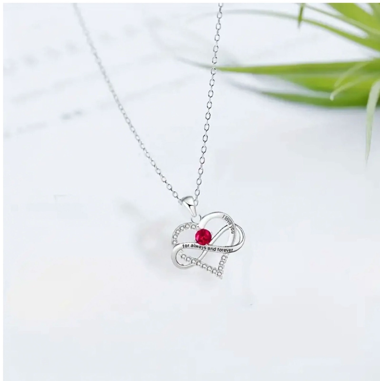 Elegant Birthstone with Heart Pendant Necklace, Jewelry Gift for Women, Teens