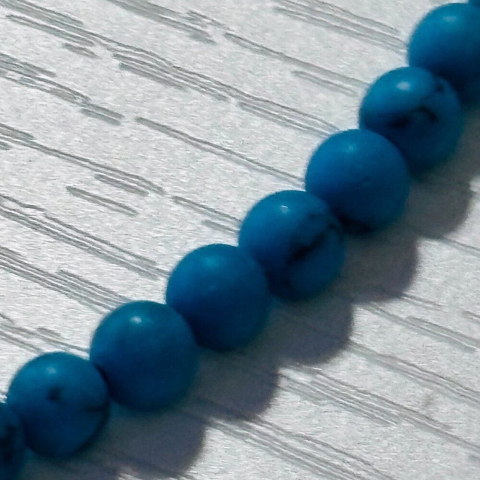 Turquoise Bead Choker Necklace Minimalist 16” Toggle Clasp