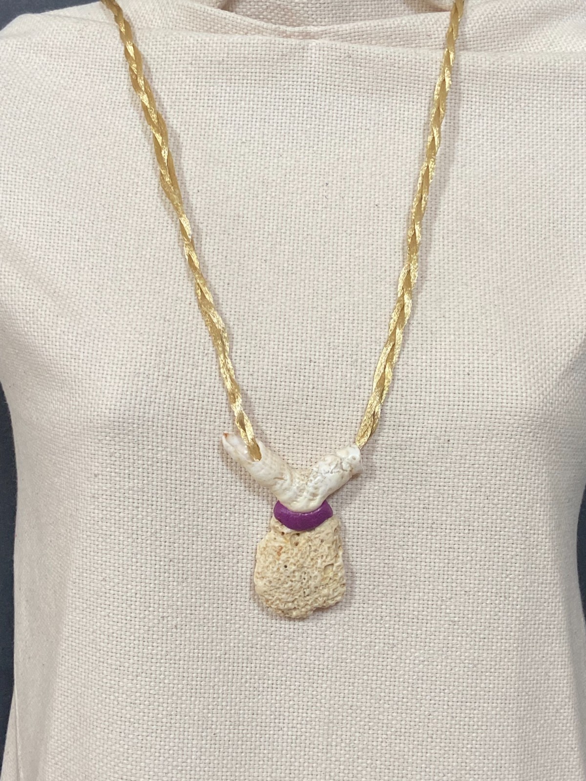 Handcrafted Coral Pendant Necklace – Adjustable Satin Cord with Dancing Figure