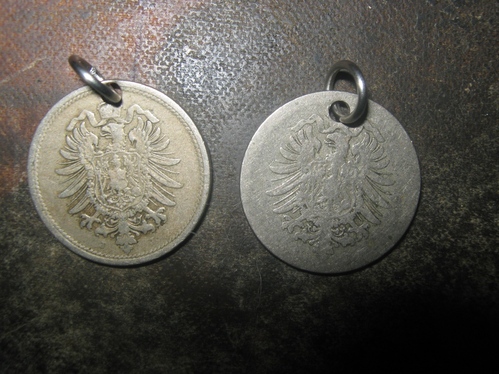 Vintage Lot of 2 1800’s German Germany Antique Eagle Coin Pendant Necklaces