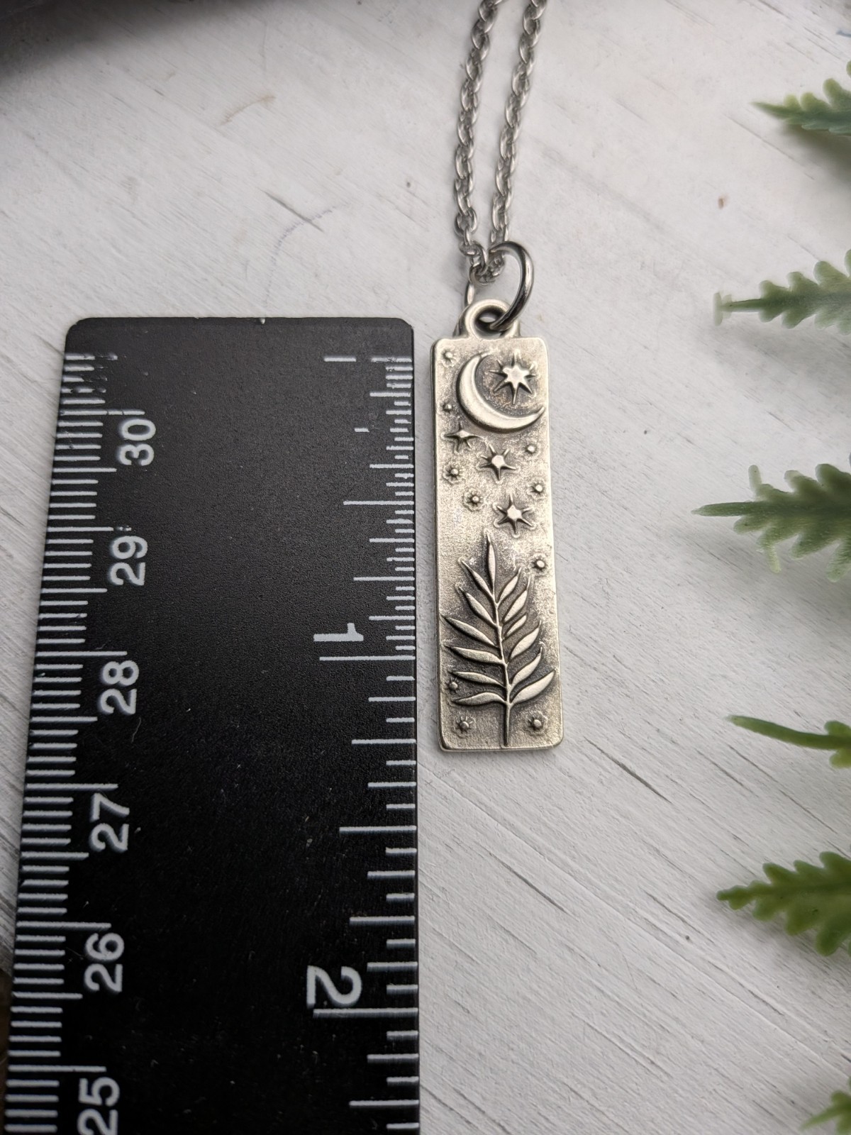 Fern And Moon Pendant Necklace, Nature Jewelry, Botanical Gift