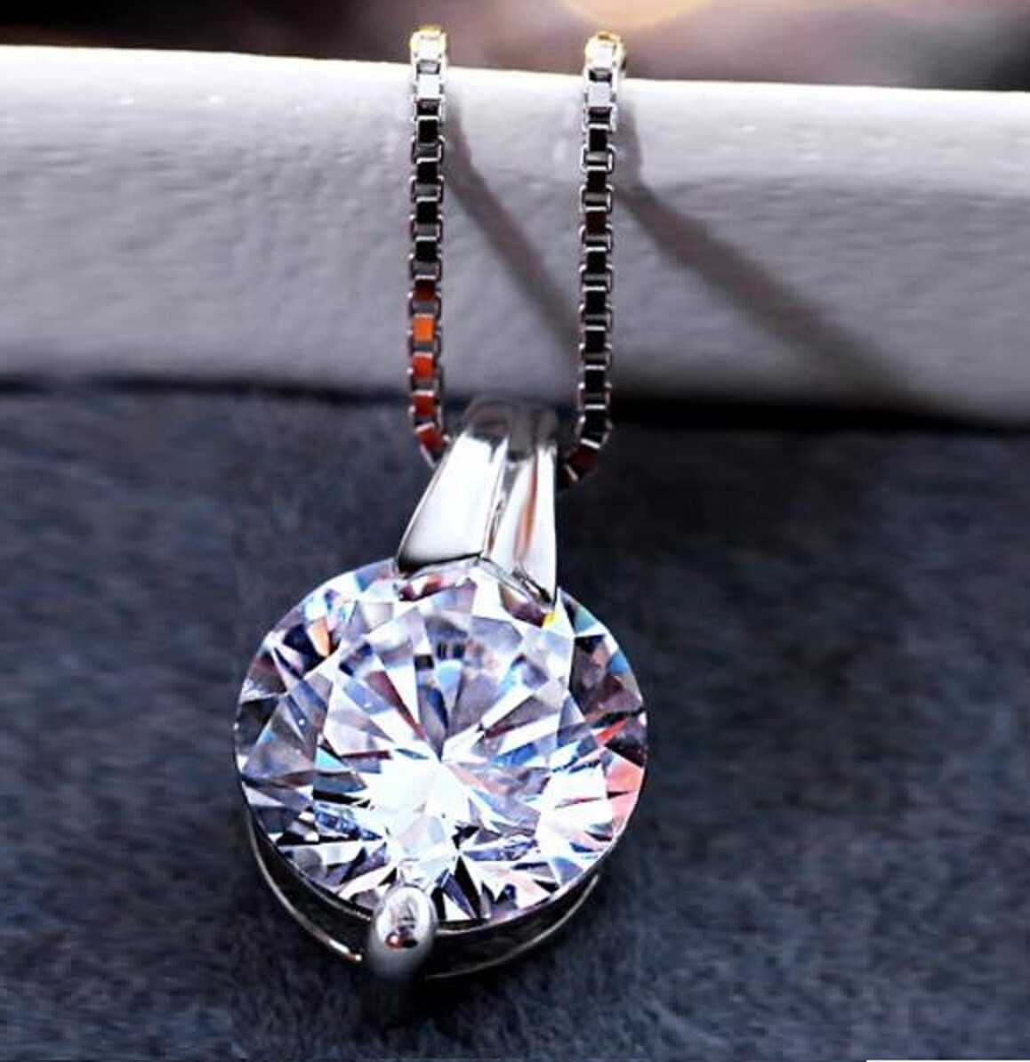 1.3 CTW Simulated Diamond Eternity Solitaire Pendant Sterling Silver Bridal Gift