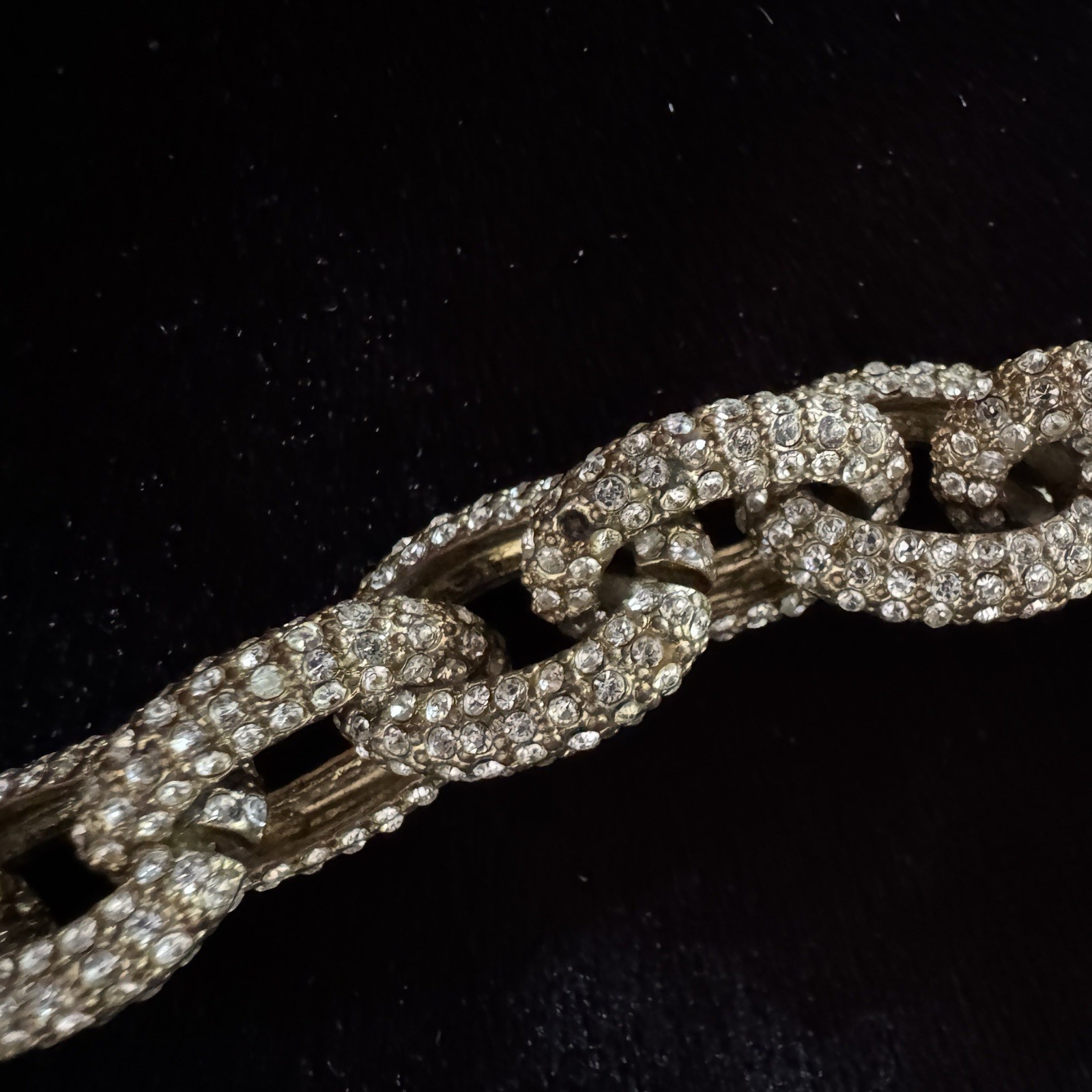 J Crew Pave Chain Necklace in Gold Crystal Rhinestones Pavé Chunky Glam 16-18”