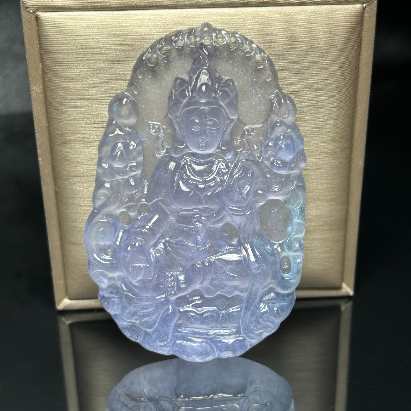 Nature ice white Burmese Jade Jadeite Carved Kwan-yin lucky Pendant&Necklaces