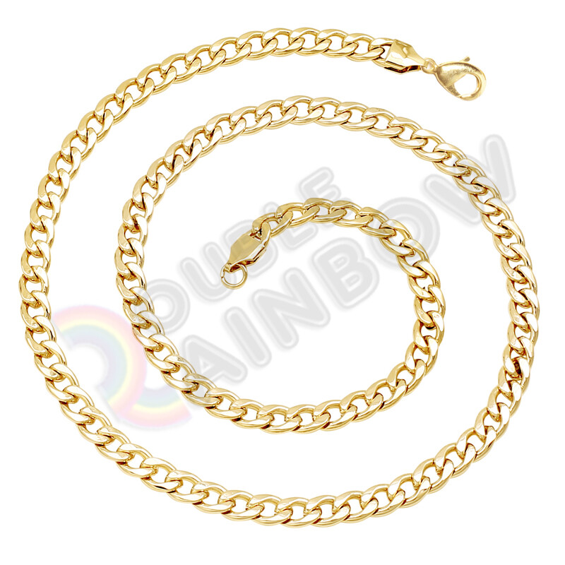 Men Women’s Stainless Steel 14K Gold Plated Cuban Curb Necklace Link 18-36″Chain