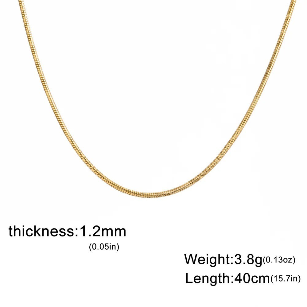 Stainless Steel Snake Chain Necklace 0.9-1.5mm Choker Link Men Women Gift