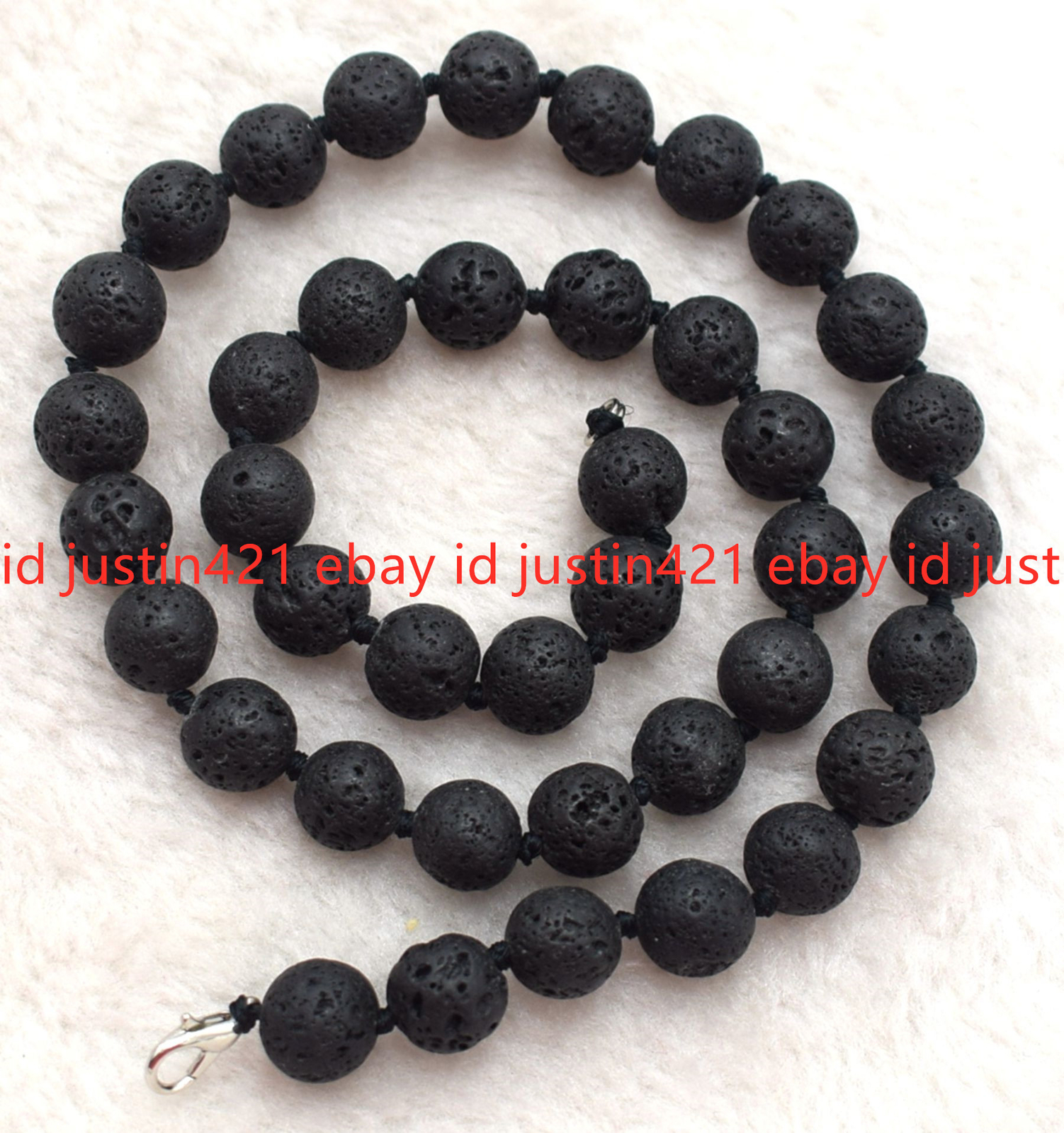 6/8/10mm Natural Black Lava Rock Stone Round Beads Gemstone Necklace 18″