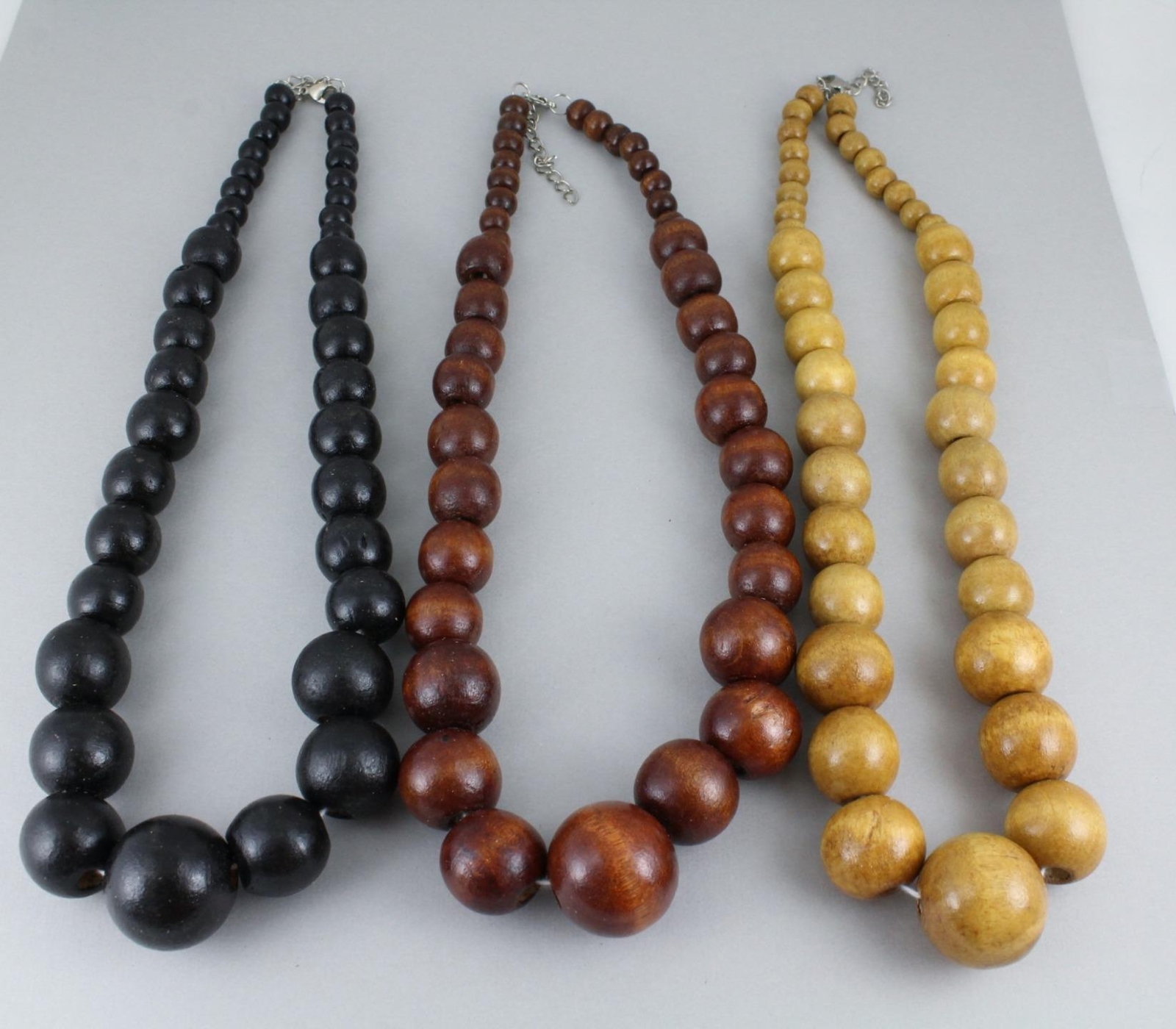 Black wood necklace bead big chunky bead 18-20″ long necklace beaded wooden