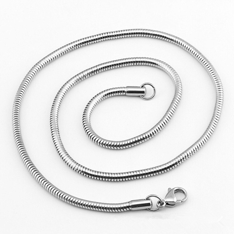 Wholesale Price Stainless Steel Silver Round Snake Chain Necklace Men’s Women’s