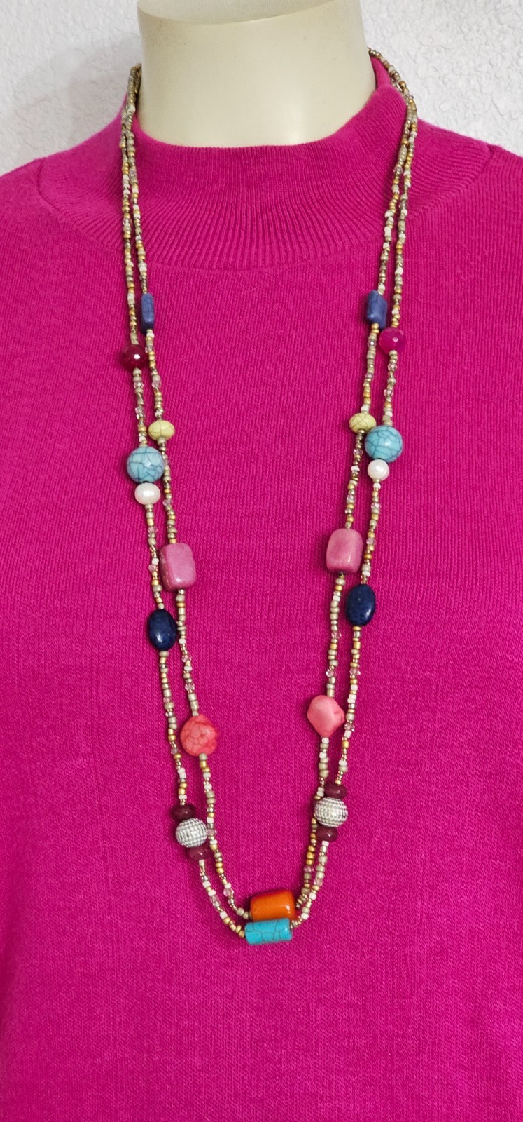 2 CHICOS NECKLACES MULTICOLOR BEADS EXCELLENT CONDITION 19 INCH. One price.