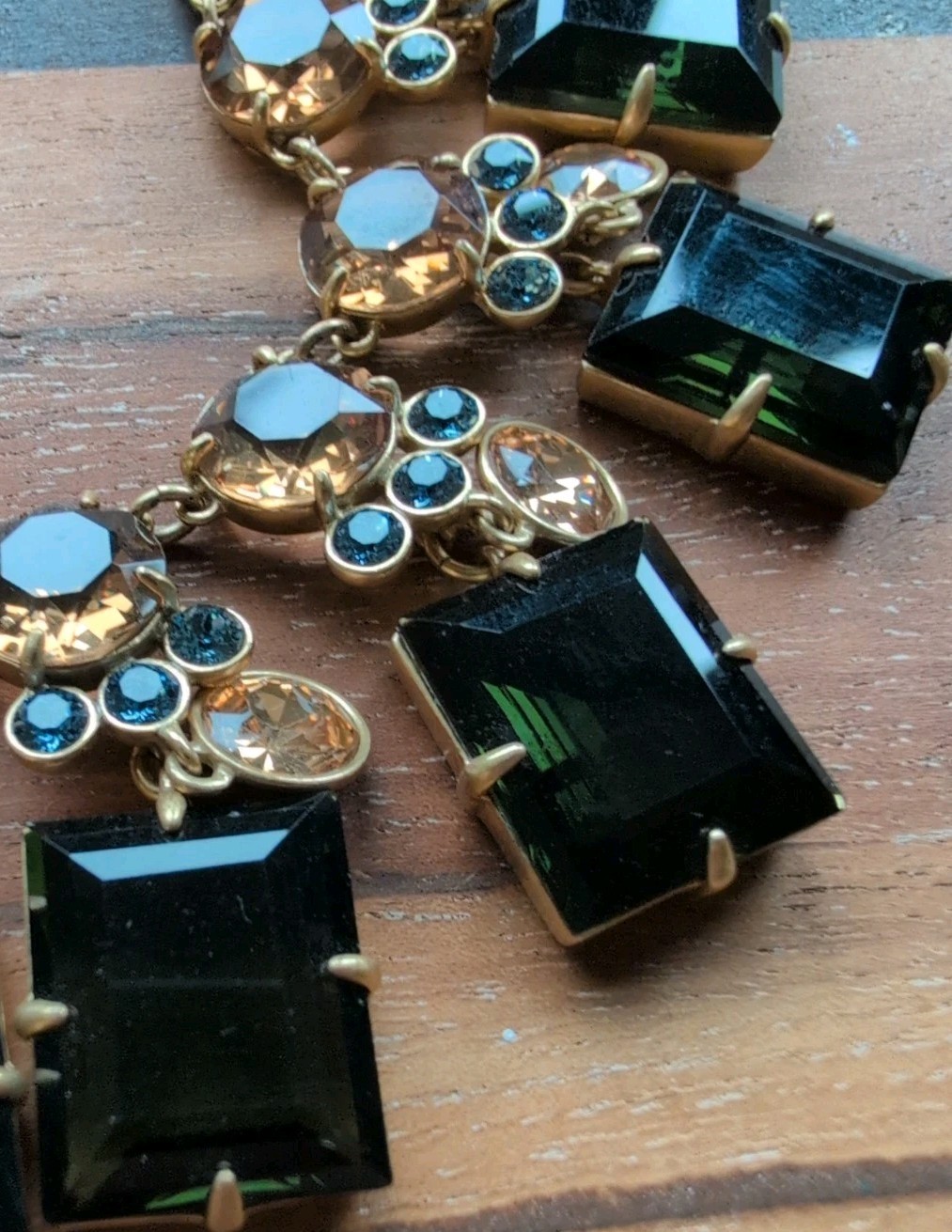 J CREW BLUE EMERALD GREEN TOPAZ STATEMENT NECKLACE