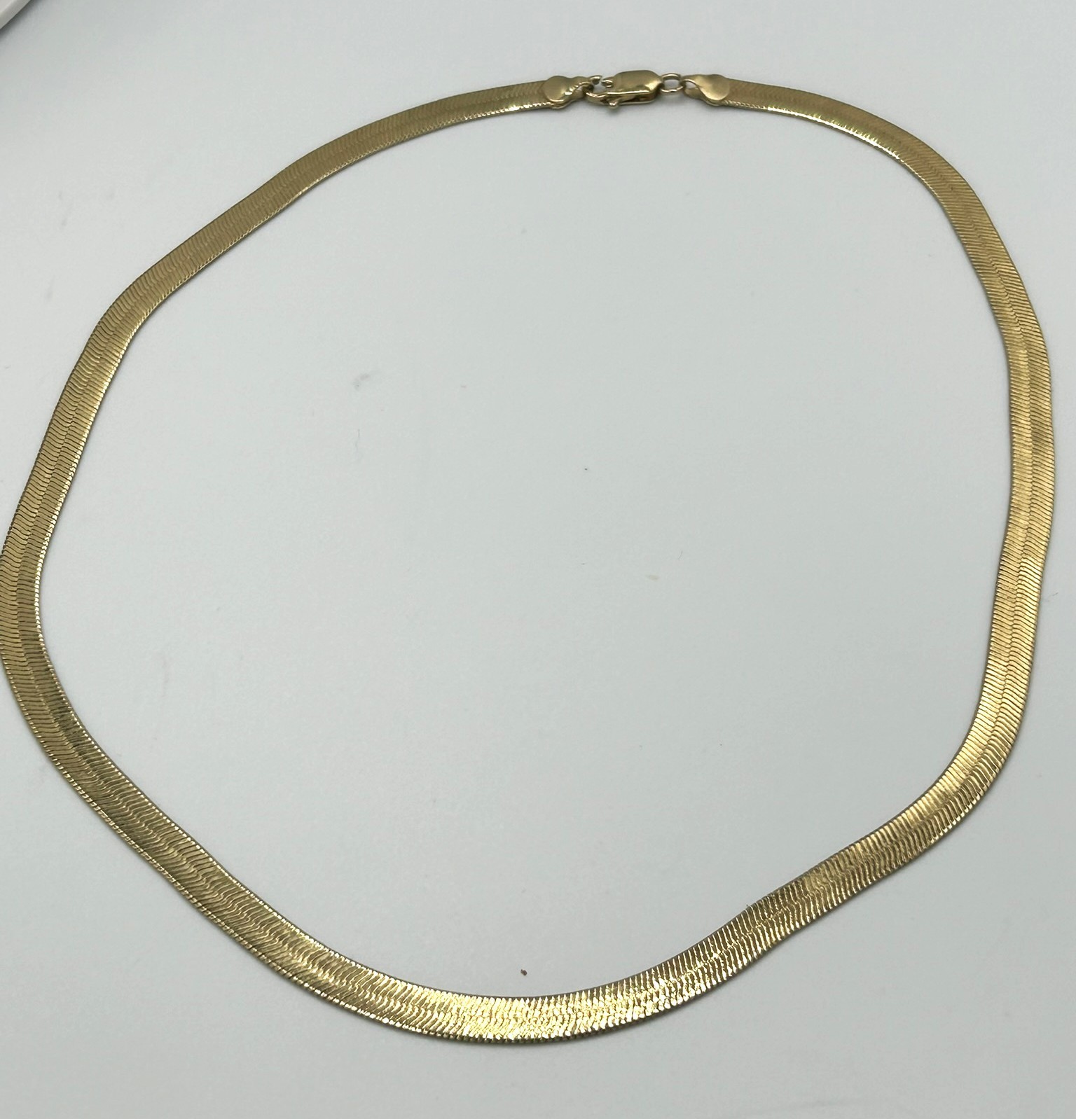 Herringbone Omega Flat Chain Necklace Sleek Lobster Claw Clasp Jewelry Gold Tone