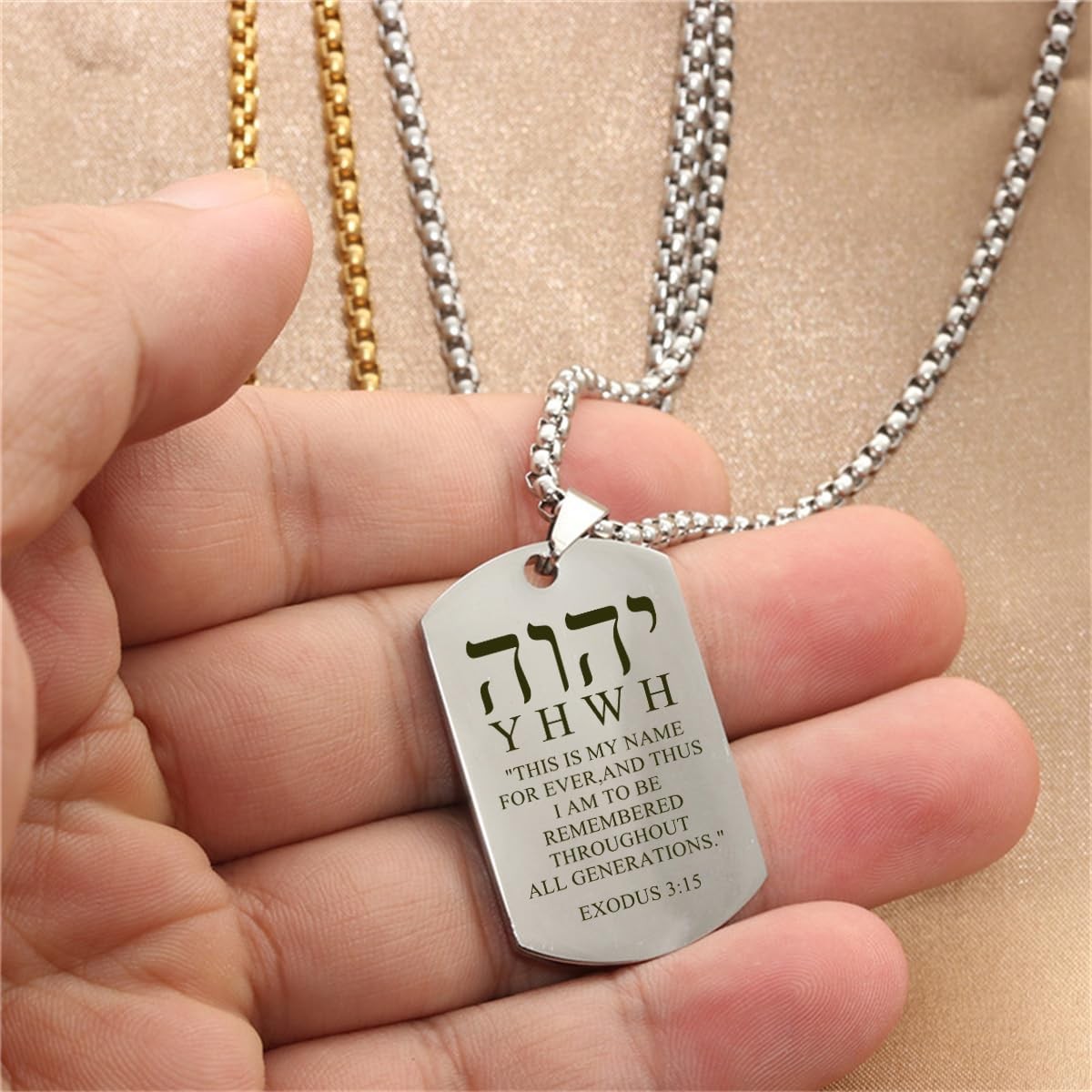 HOMLIFPER Hebrew YHVH YHWH Jehovah Names of God one size, Silver-EXODUS 3:15