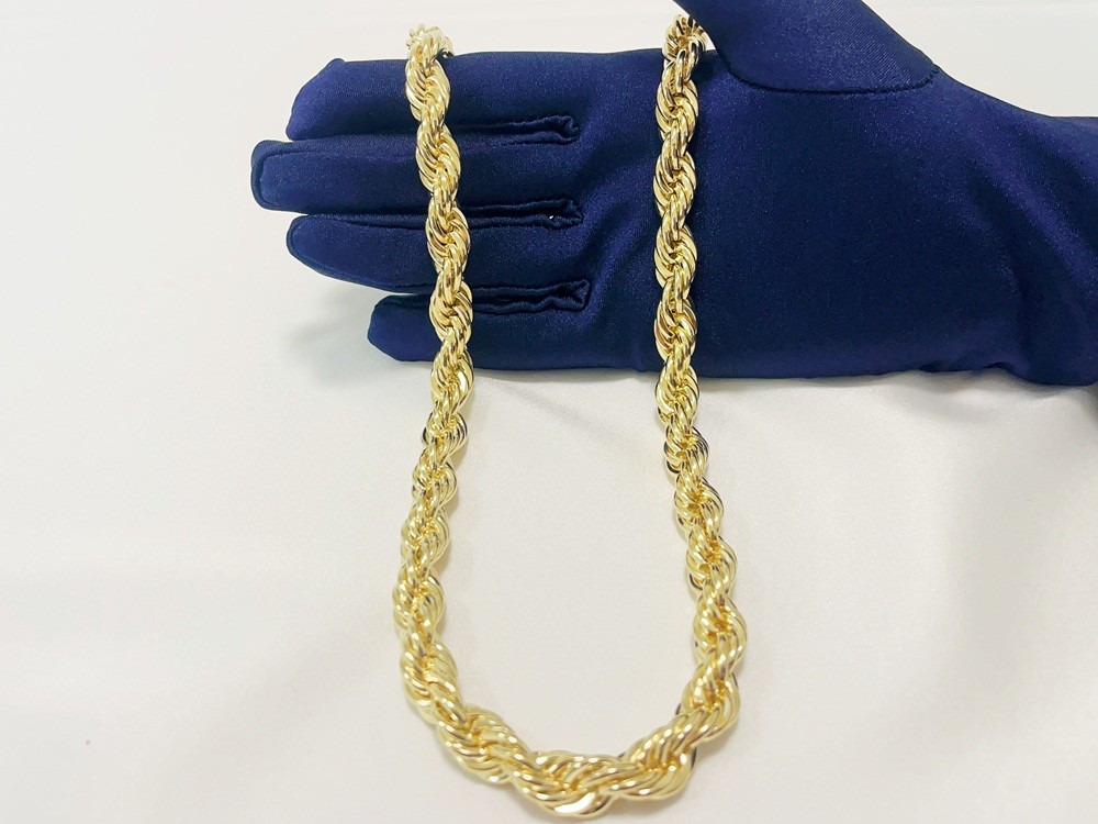 10K Yellow Gold 10mm Laser Diamond Cut Rope Chain Necklace Men Women 22″