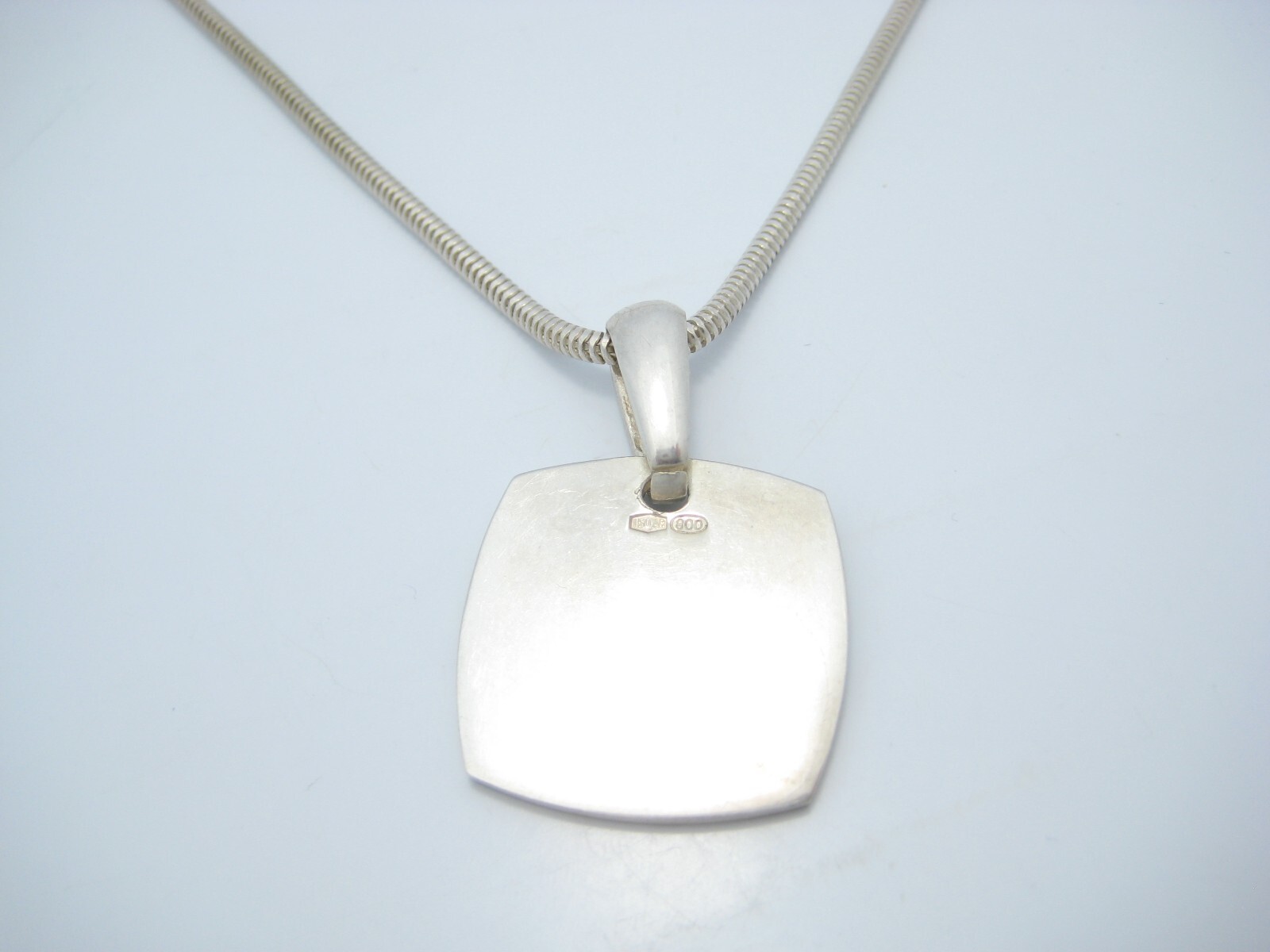 150 AR 800 Silver 2.2mm Snake Lady Figure Pendant Chain Link Necklace 16″