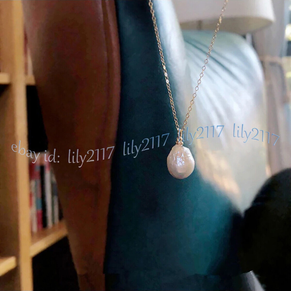 Huge 13-14mm Natural White South Sea Baroque Edison Pearl Pendant Necklace 18″