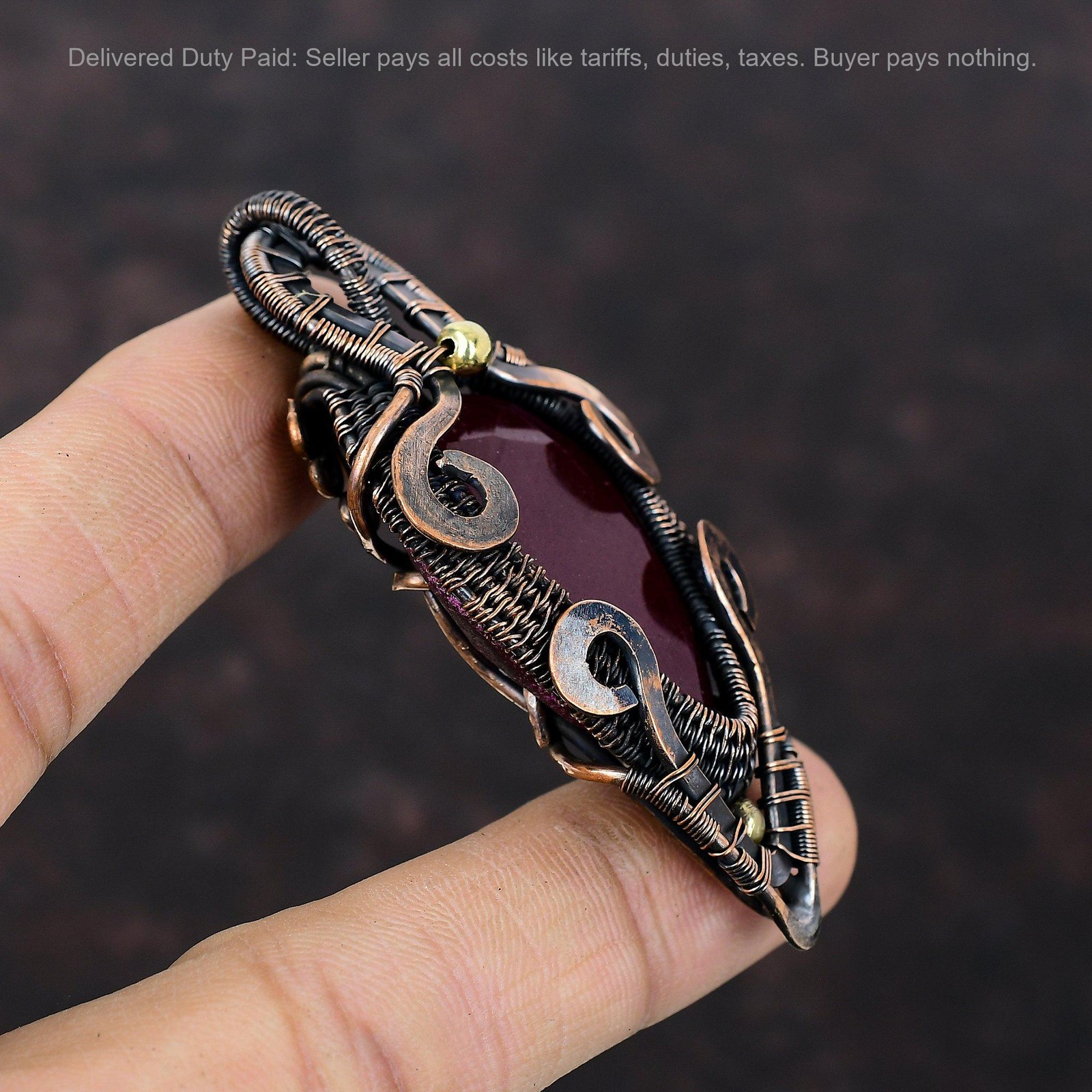 Copper Kashmir Rubi Gemstone Birthday New Wire Wrapped Daughter Pendant Jewelry