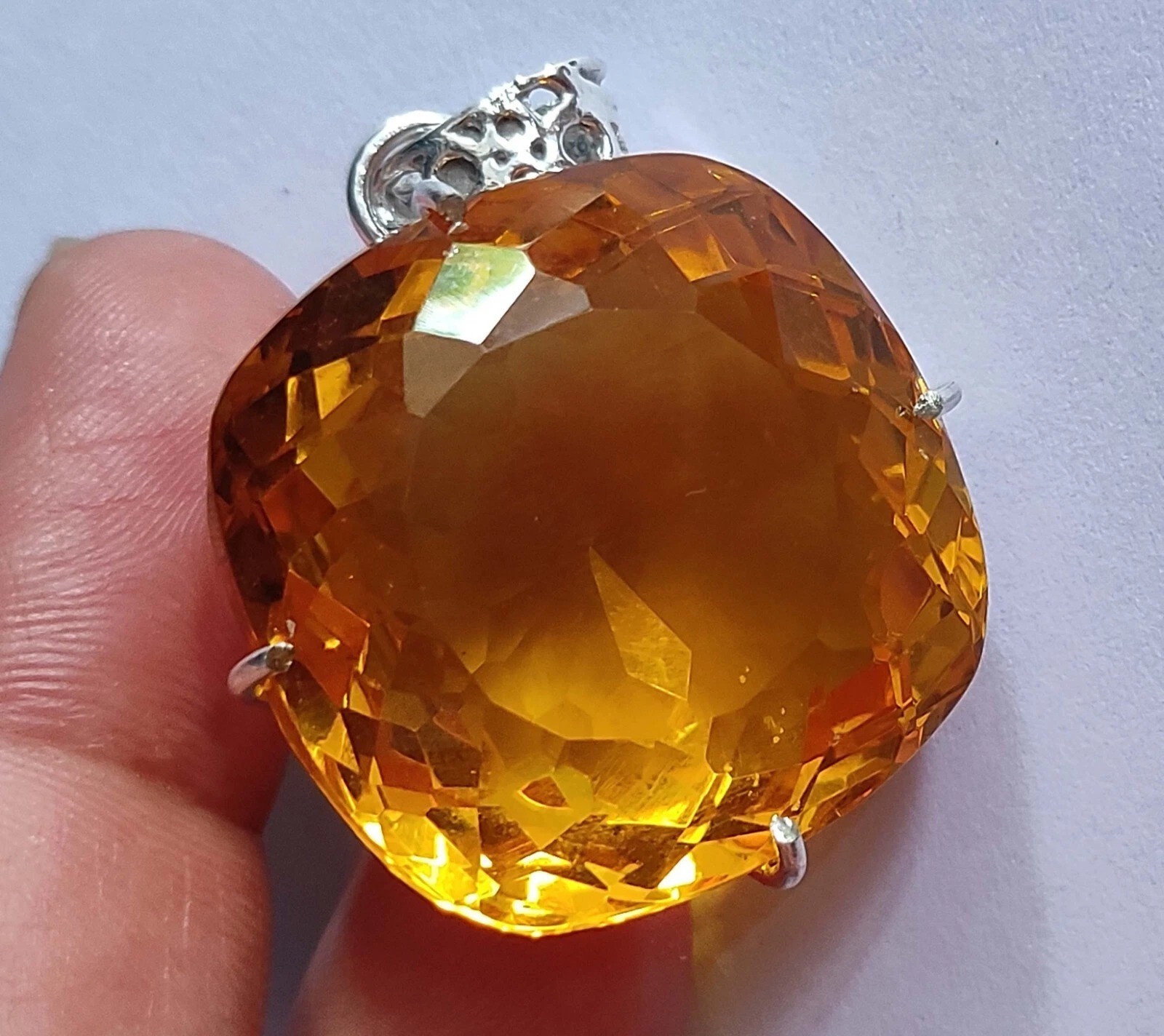 Natural 925 Solid Silver Pendant Yellow Color Cushion 95 Ct+ Loose Gemstone