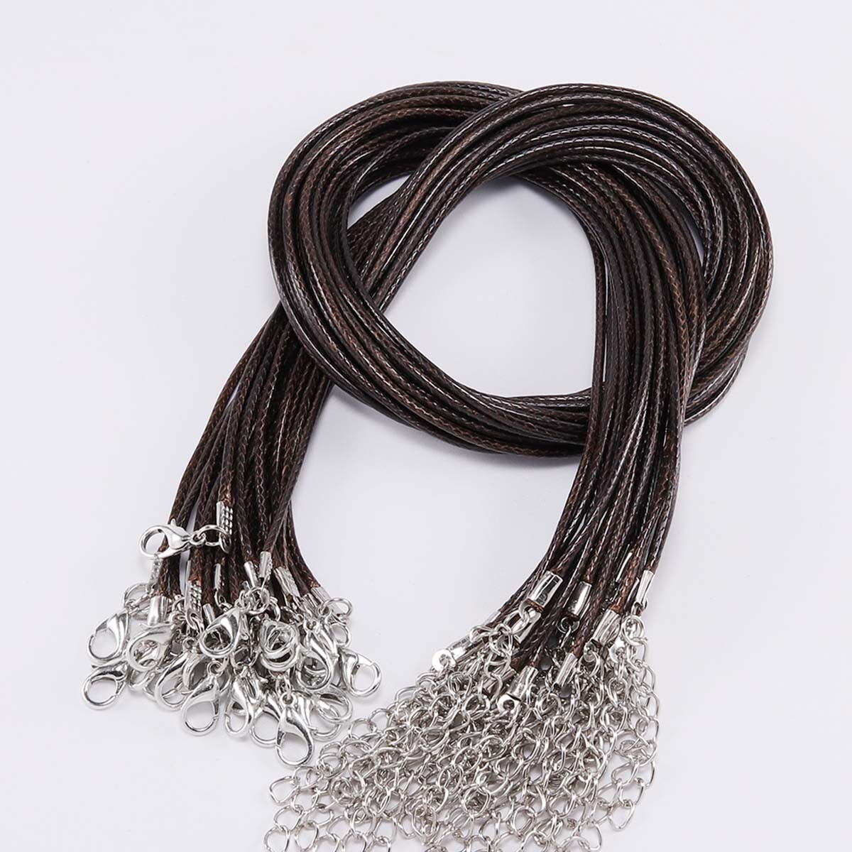 10pcs/lot 1.5mm/2mm Waxed Cotton Cord Necklace with Lobster Clasp 45cm+5cm
