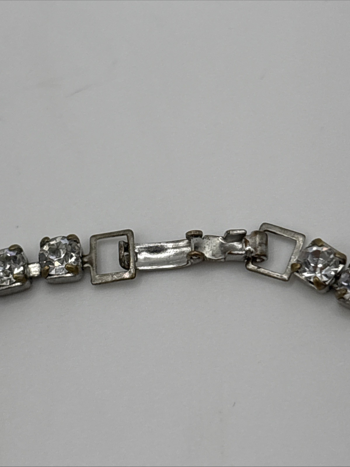 13” Silver Tone Tennis Necklace White / Colorless Rhinestones Costume Choker
