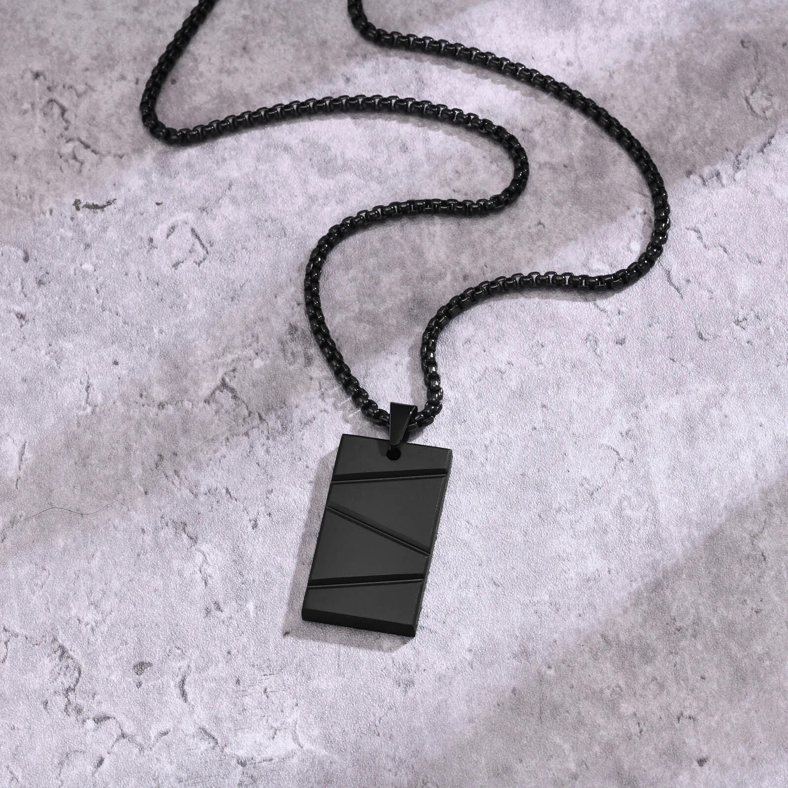 Men Stainless Steel Military Dog Tag Pendant Necklace Box Chain Jewelry Gift New