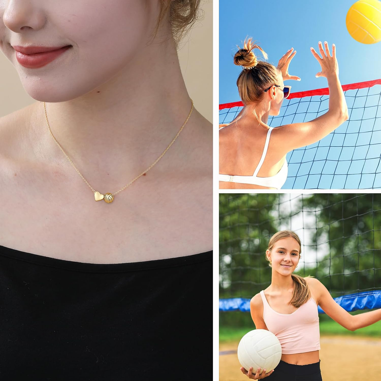 Softball/Soccer/Volleyball/Basketball Necklace for Girls Women, Sports Accessori