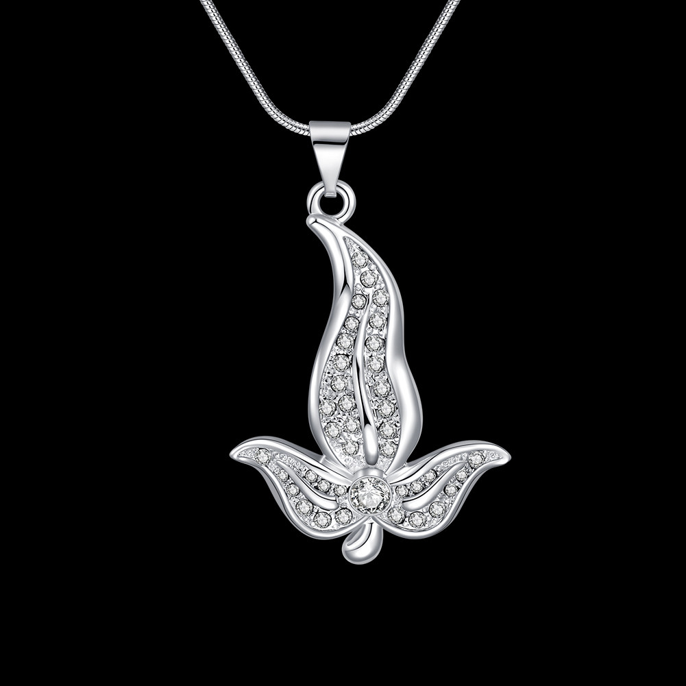 Elegant 925 Sterling Silver Filled Flora CZ Pendant Necklace N-A602 Woman Gift