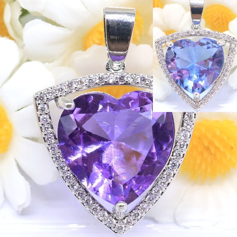 Buy 3 Get 1 Free Princess Cut Color Changing Alexandrite Topaz CZ Silver Pendant