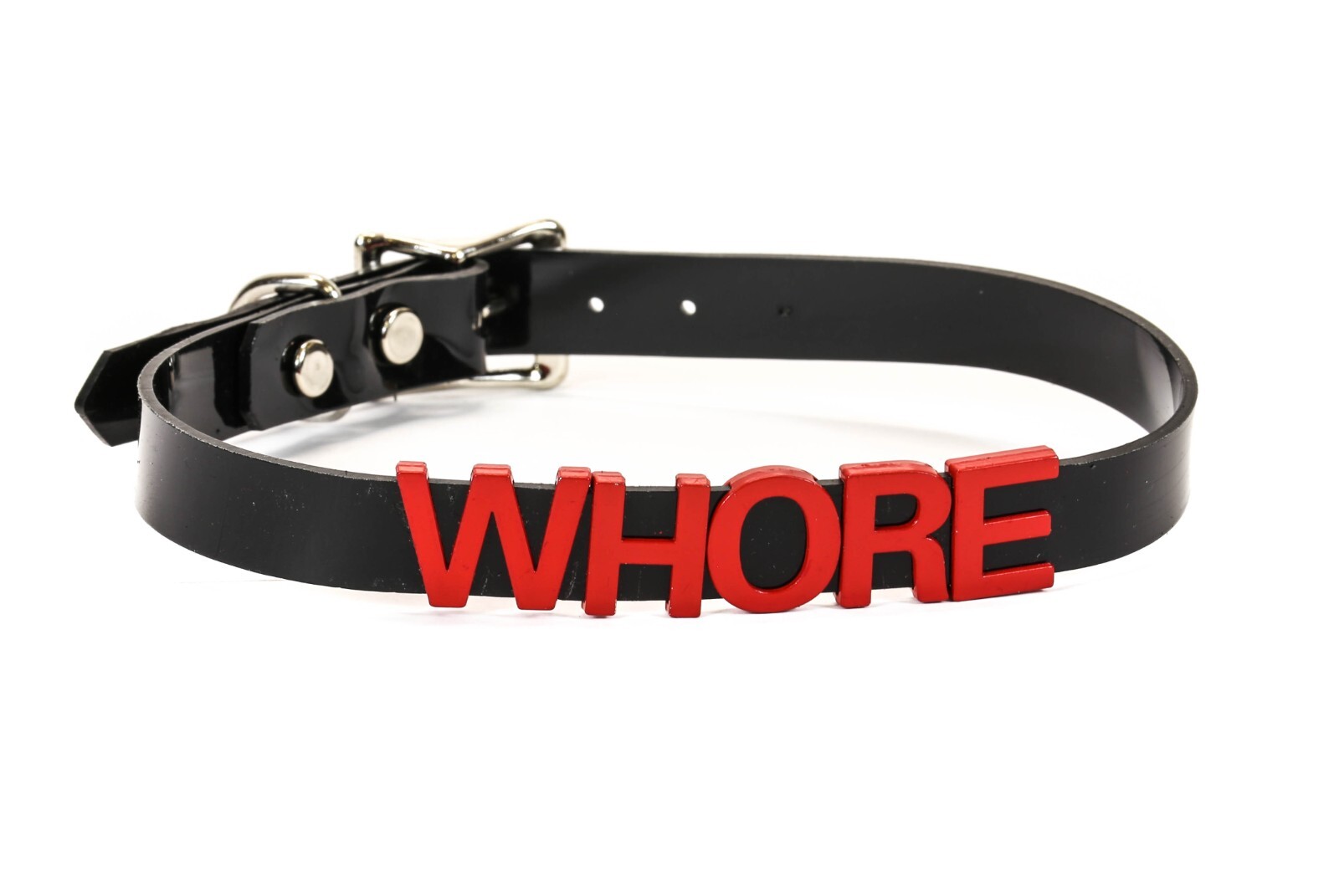 Black Vinyl Slave Name PVC Red Bdsm-Choker-Slut-Collar-Choker-Adult-Kinky
