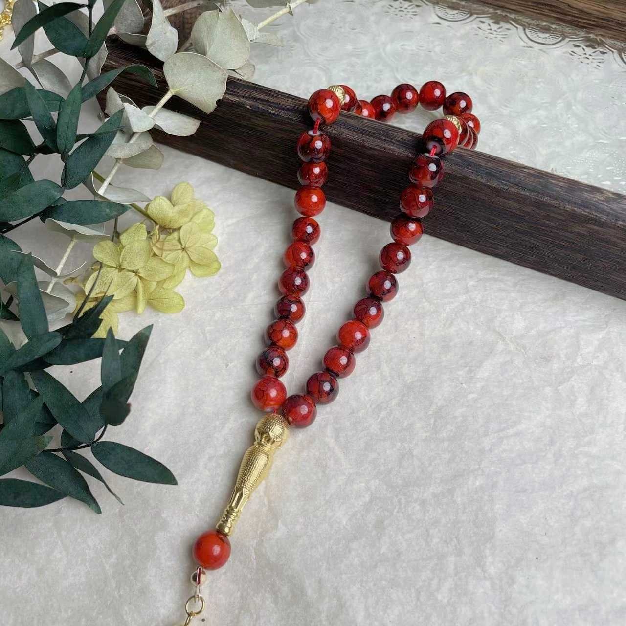 1Pc 10Mm Muslim Rosary Prayer Beads Turkish Glass Rosary Prayer Bracelet Jewelry
